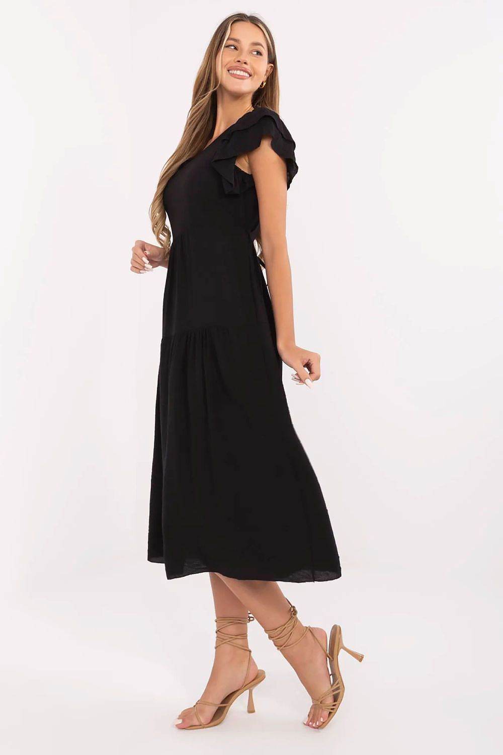 Stylish Midi Summer Dress with Flared Cut - INDIEZ COUTURE