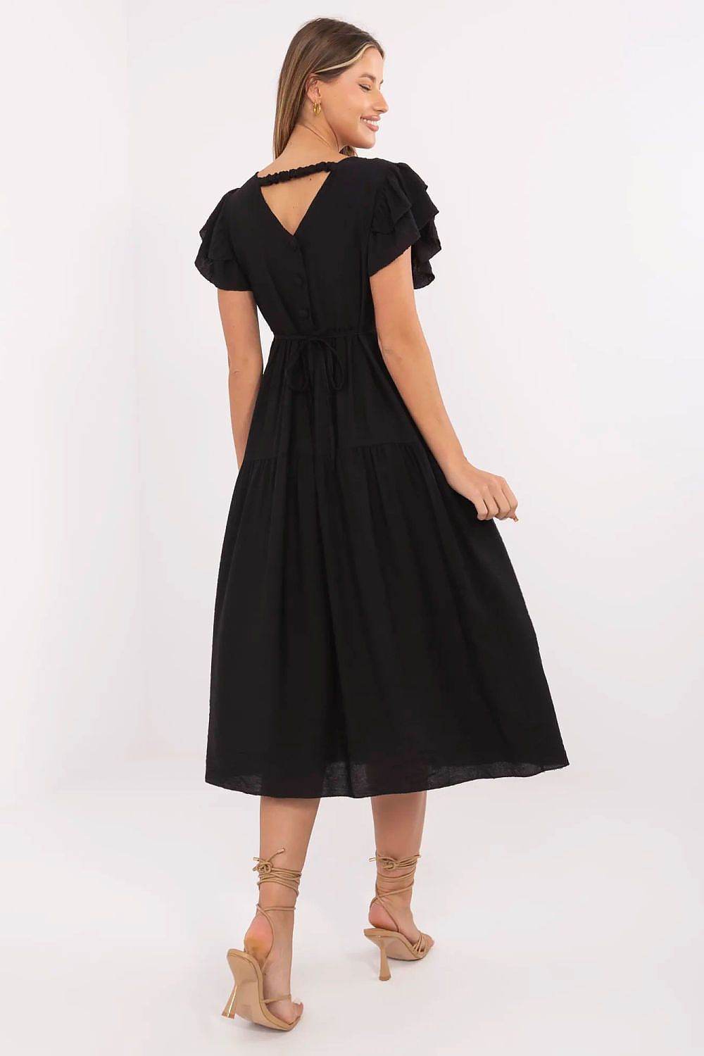 Stylish Midi Summer Dress with Flared Cut - INDIEZ COUTURE