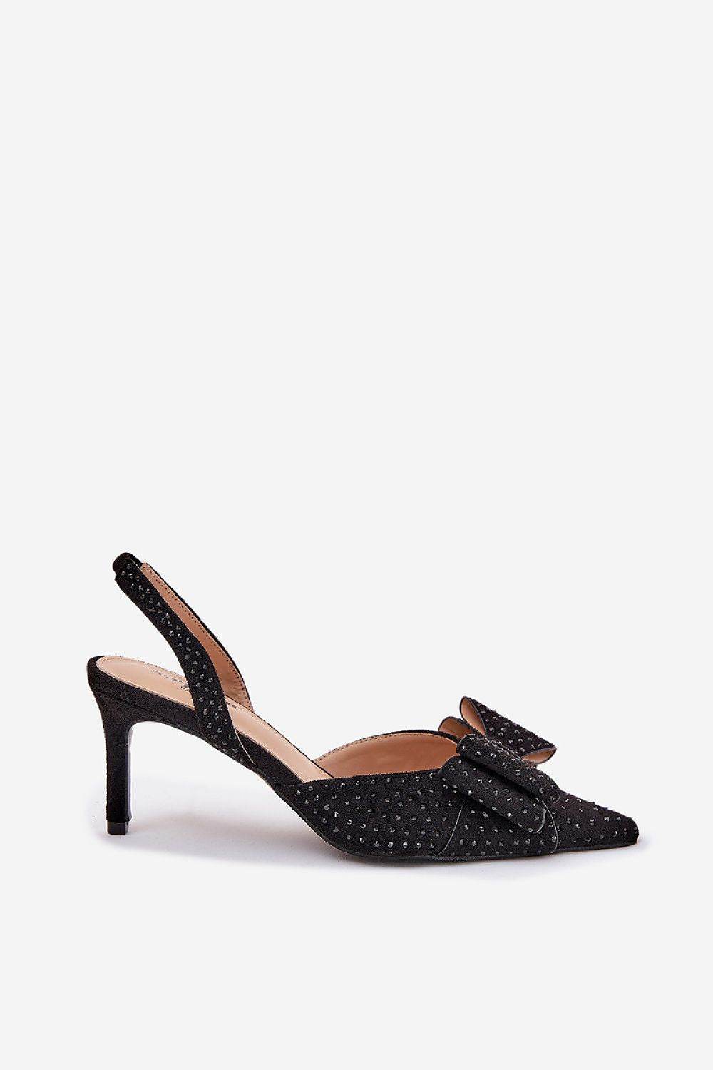 Elegant Open Heel High Heels with Bow Detail - INDIEZ COUTURE