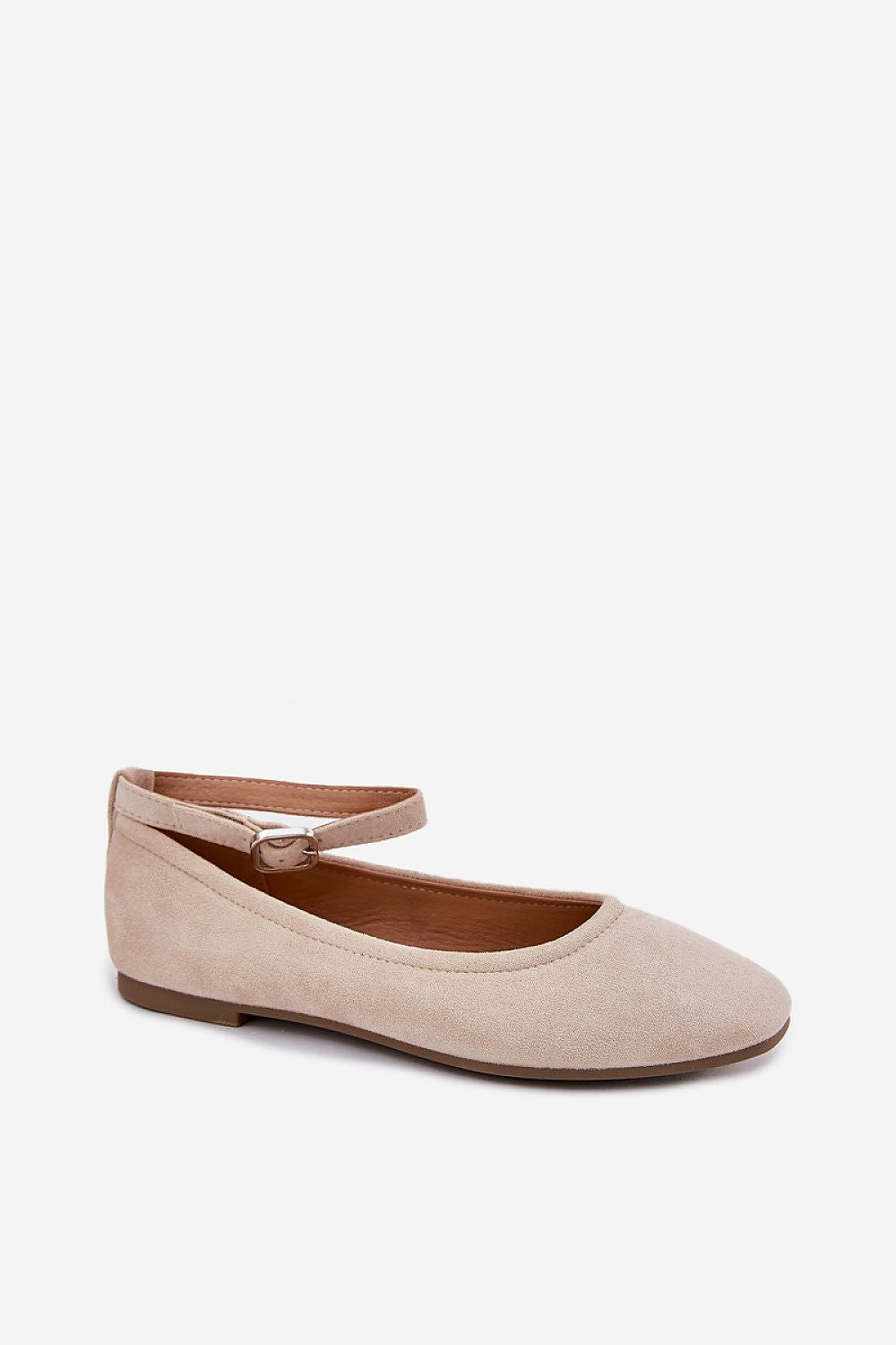 Ballet Flats in Eco Suede with Ankle Strap