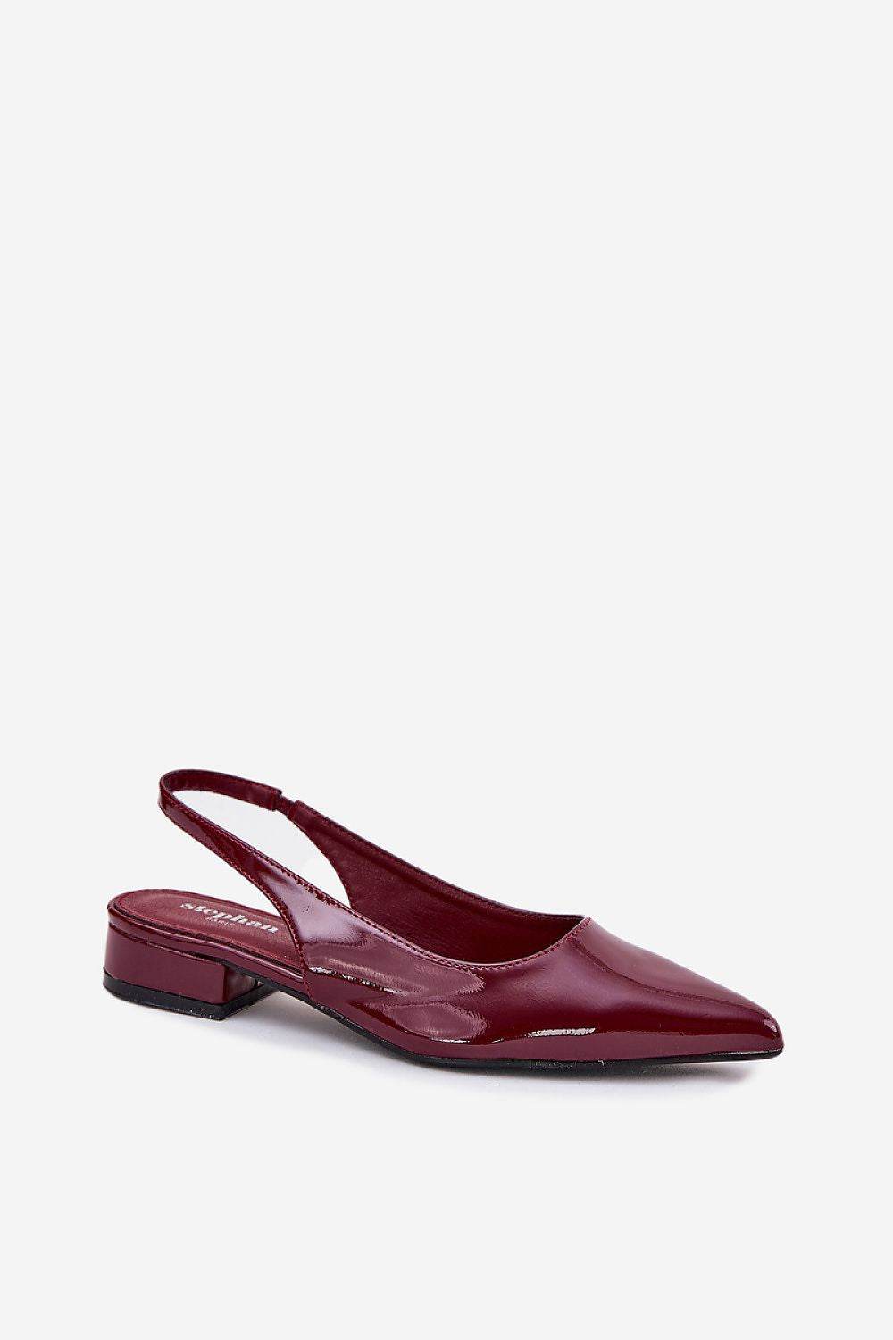 Lacquered Ballerina Flats with Low Block Heel - INDIEZ COUTURE