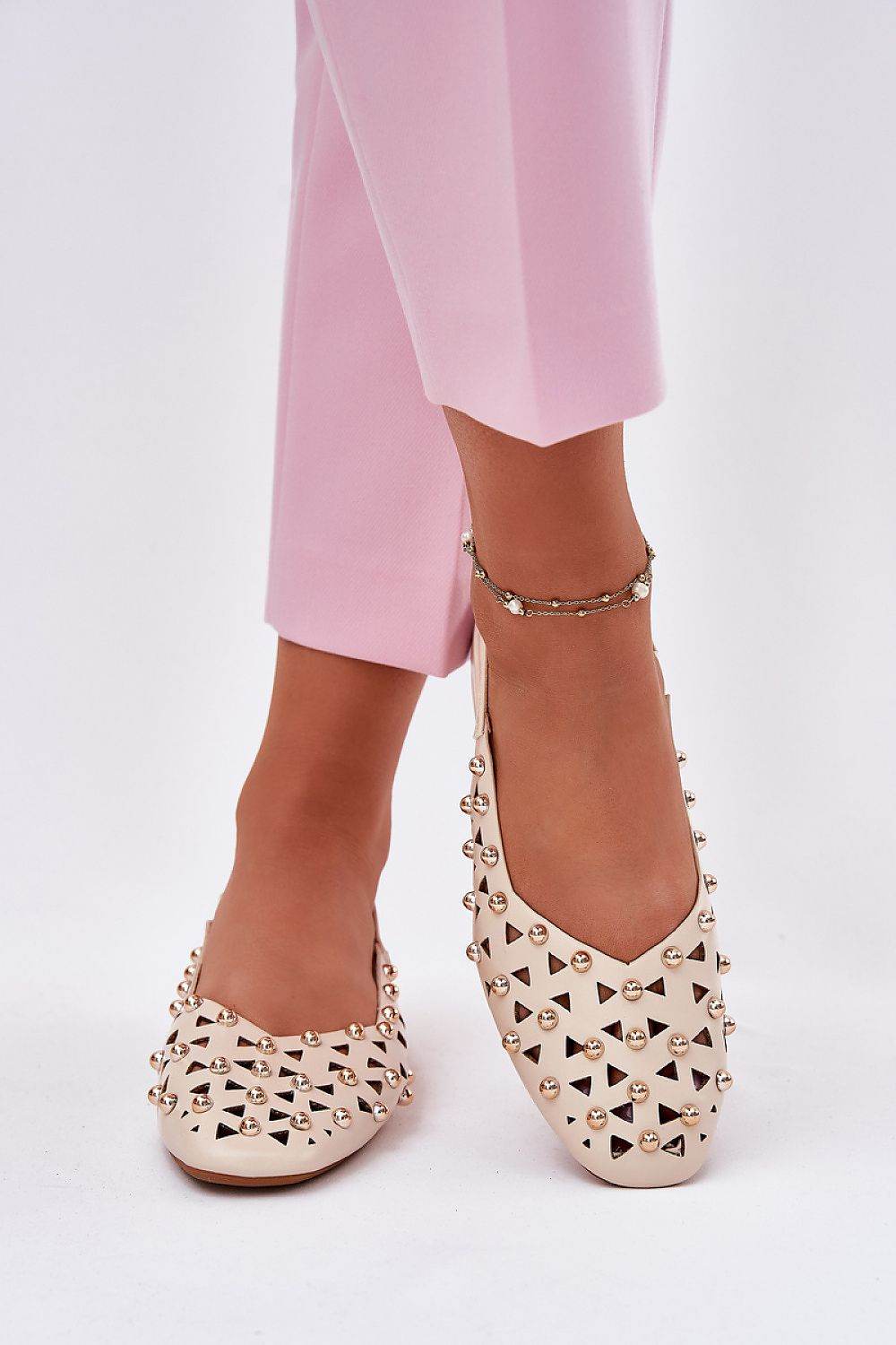 Elegant Ballet Flats with Breathable Lacy Design - INDIEZ COUTURE