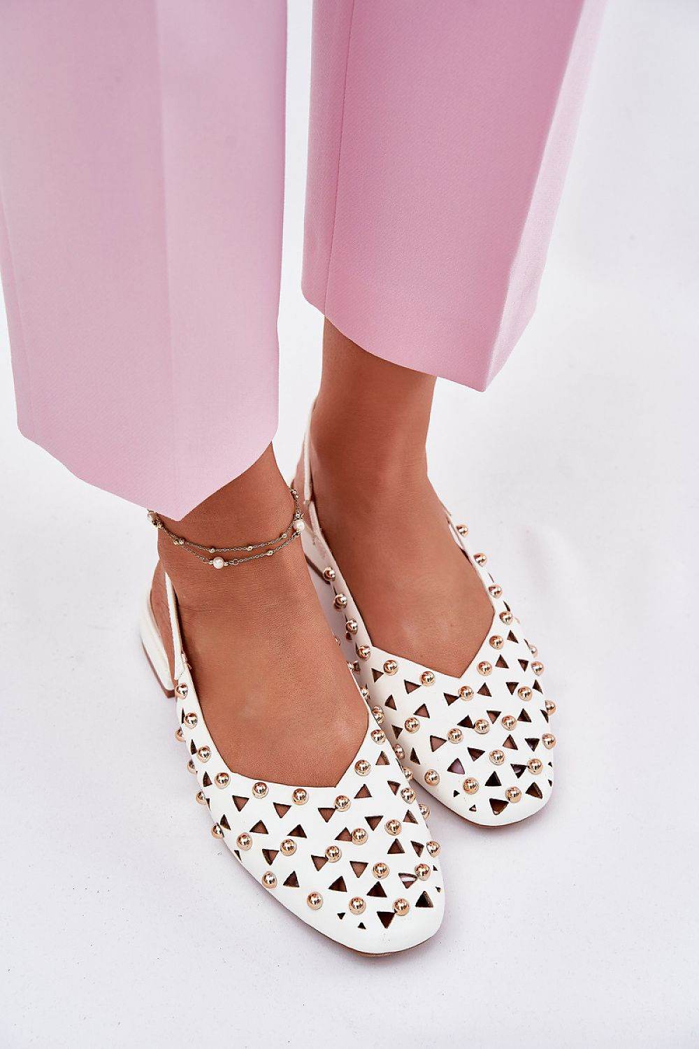 Elegant Ballet Flats with Breathable Lacy Design - INDIEZ COUTURE