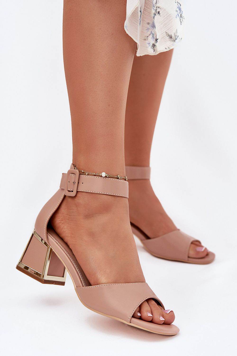 Elegant Eco Leather Heel Sandals with Adjustable Strap - INDIEZ COUTURE