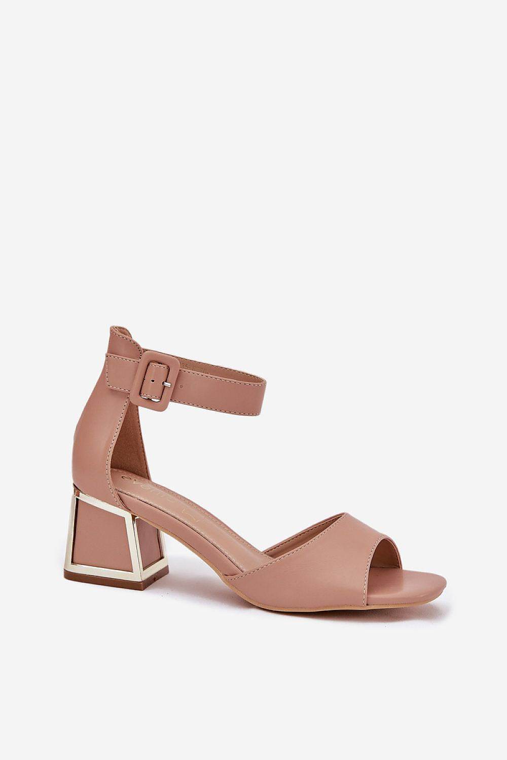 Elegant Eco Leather Heel Sandals with Adjustable Strap - INDIEZ COUTURE