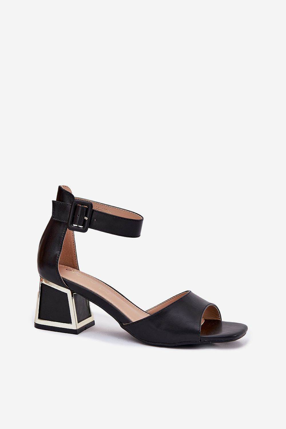 Elegant Eco Leather Heel Sandals with Adjustable Strap - INDIEZ COUTURE