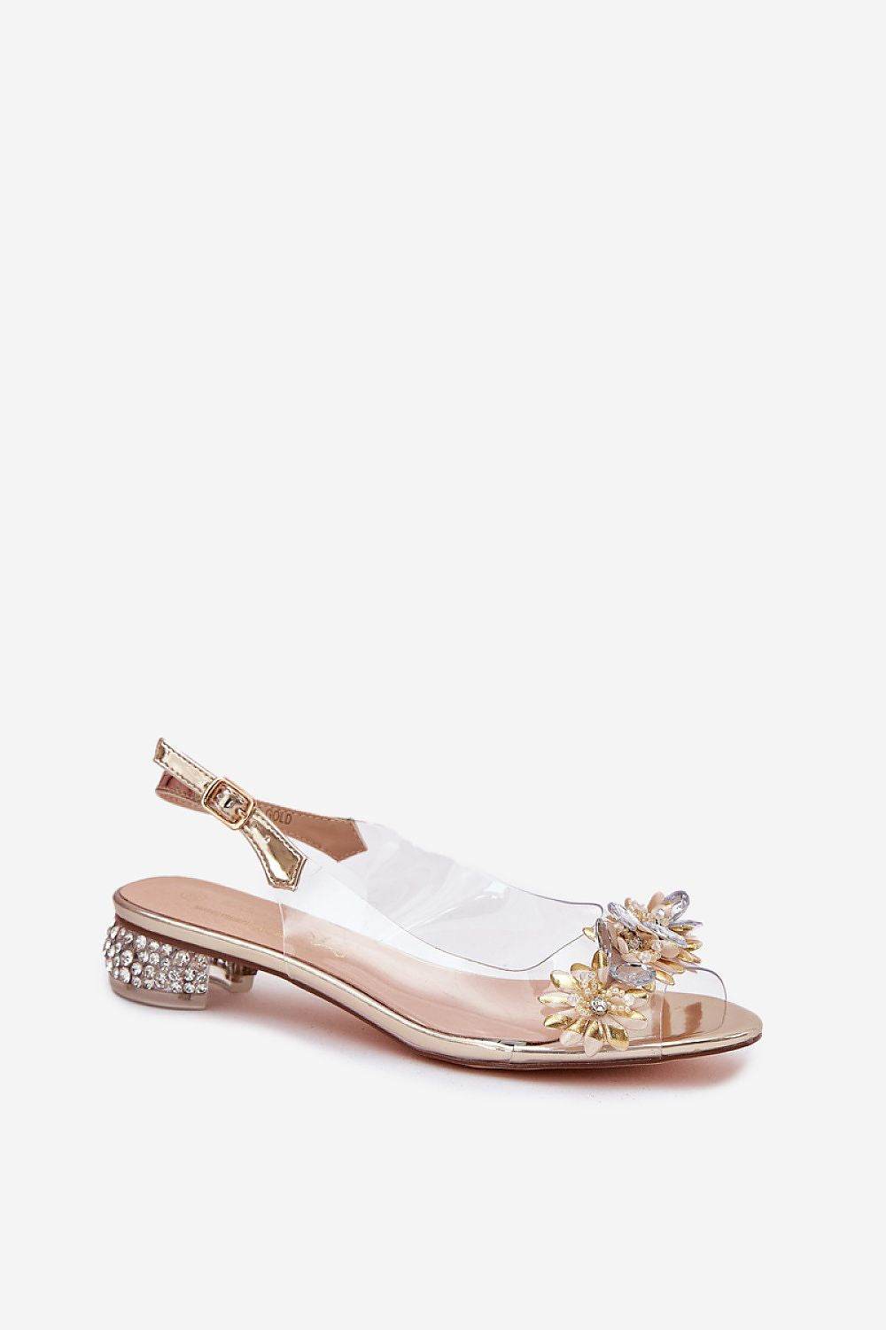 Women's Transparent Heel Sandals with Crystal Accents - INDIEZ COUTURE