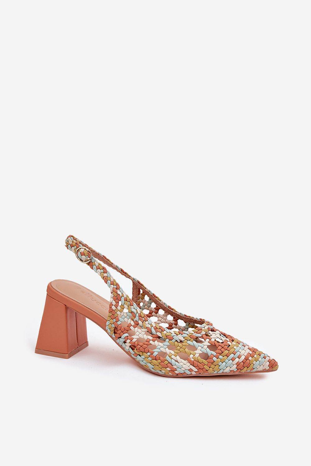 Woven Pattern Women's Sandals with Block Heel - INDIEZ COUTURE