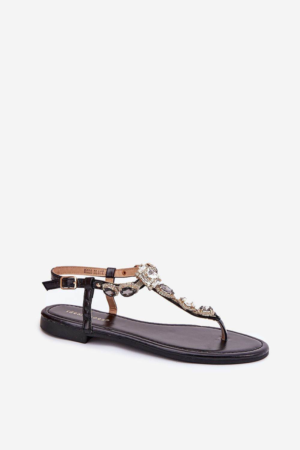 Eco Leather Women's Sandals with Crystal Accents - INDIEZ COUTURE