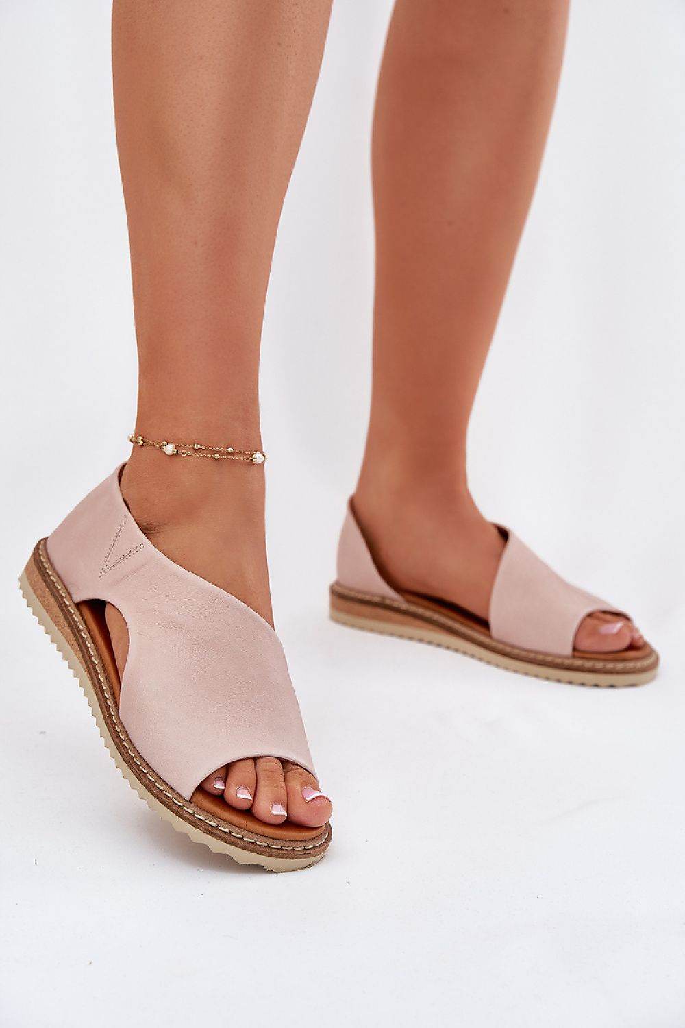 Elegant Women's Leather Sandals with Covered Heel - INDIEZ COUTURE