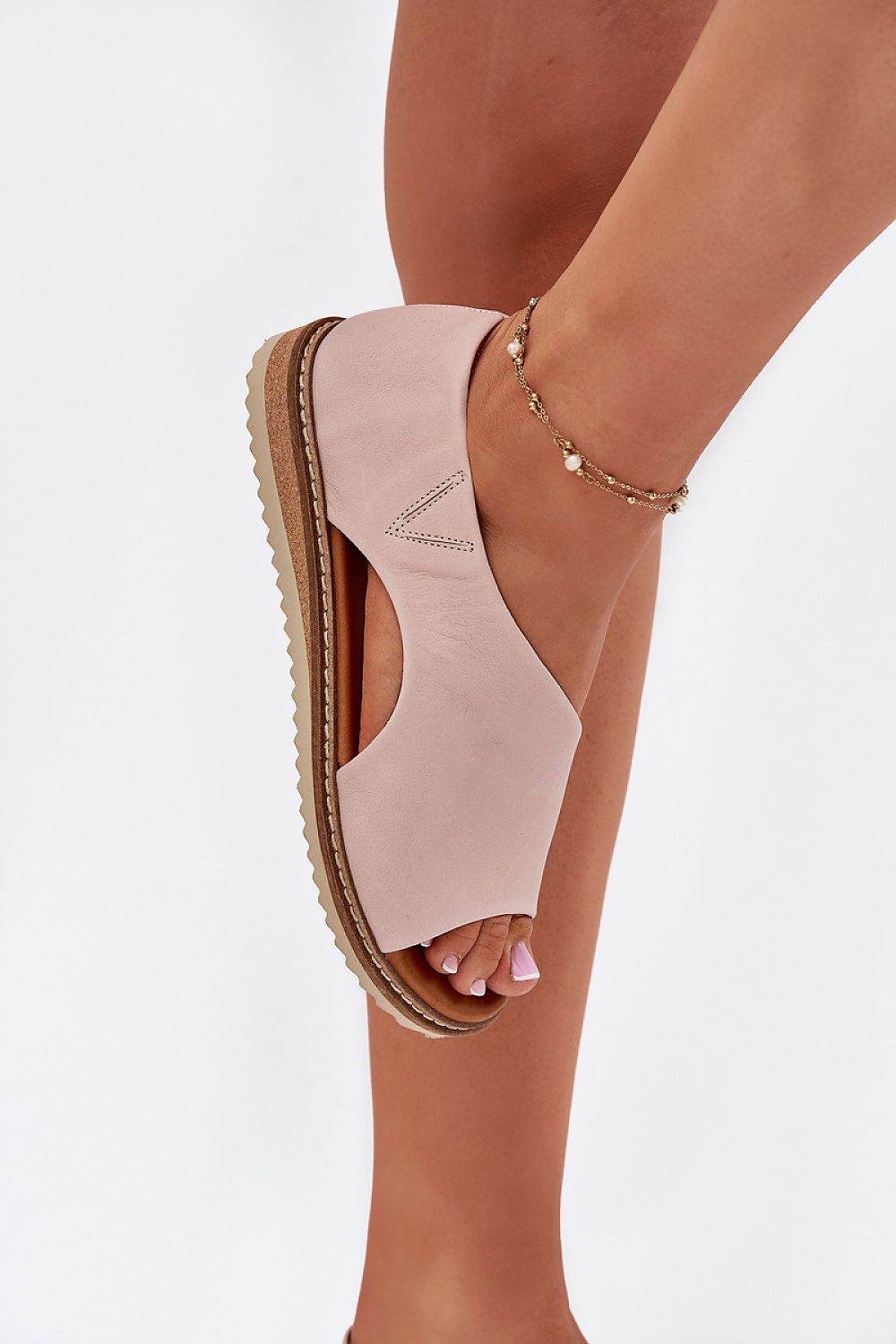 Elegant Women's Leather Sandals with Covered Heel - INDIEZ COUTURE