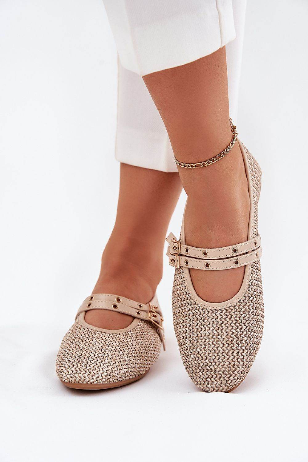 Stylish Braid Ballet Flats with Adjustable Straps - INDIEZ COUTURE