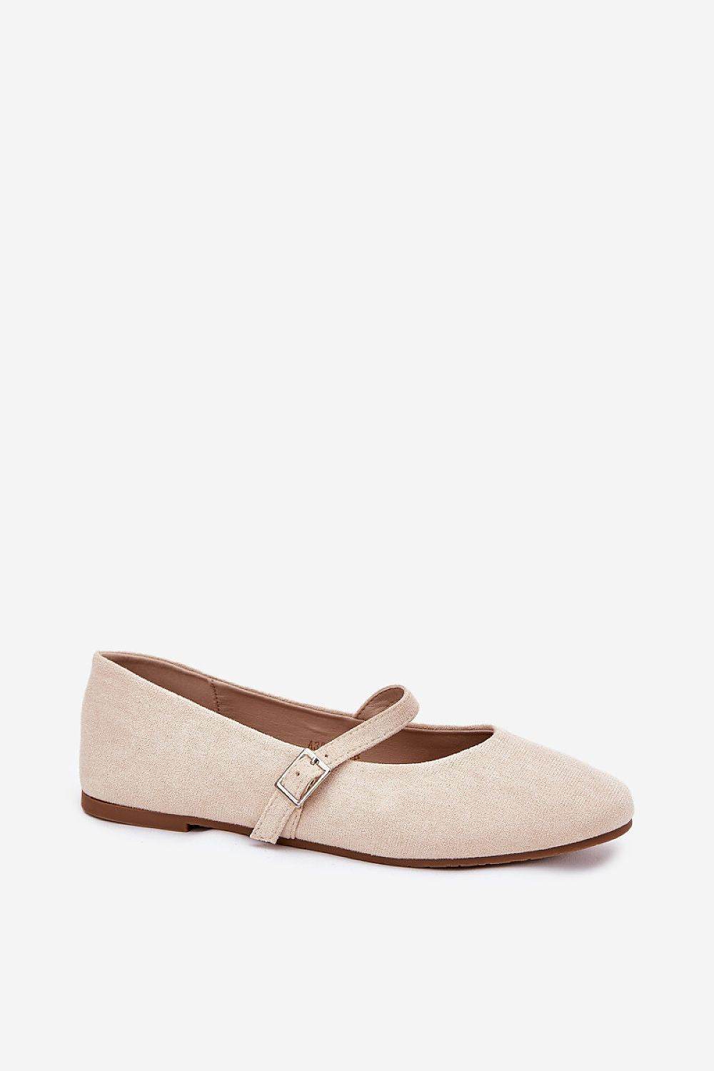Stylish Eco Suede Ballet Flats with Buckle Strap - INDIEZ COUTURE