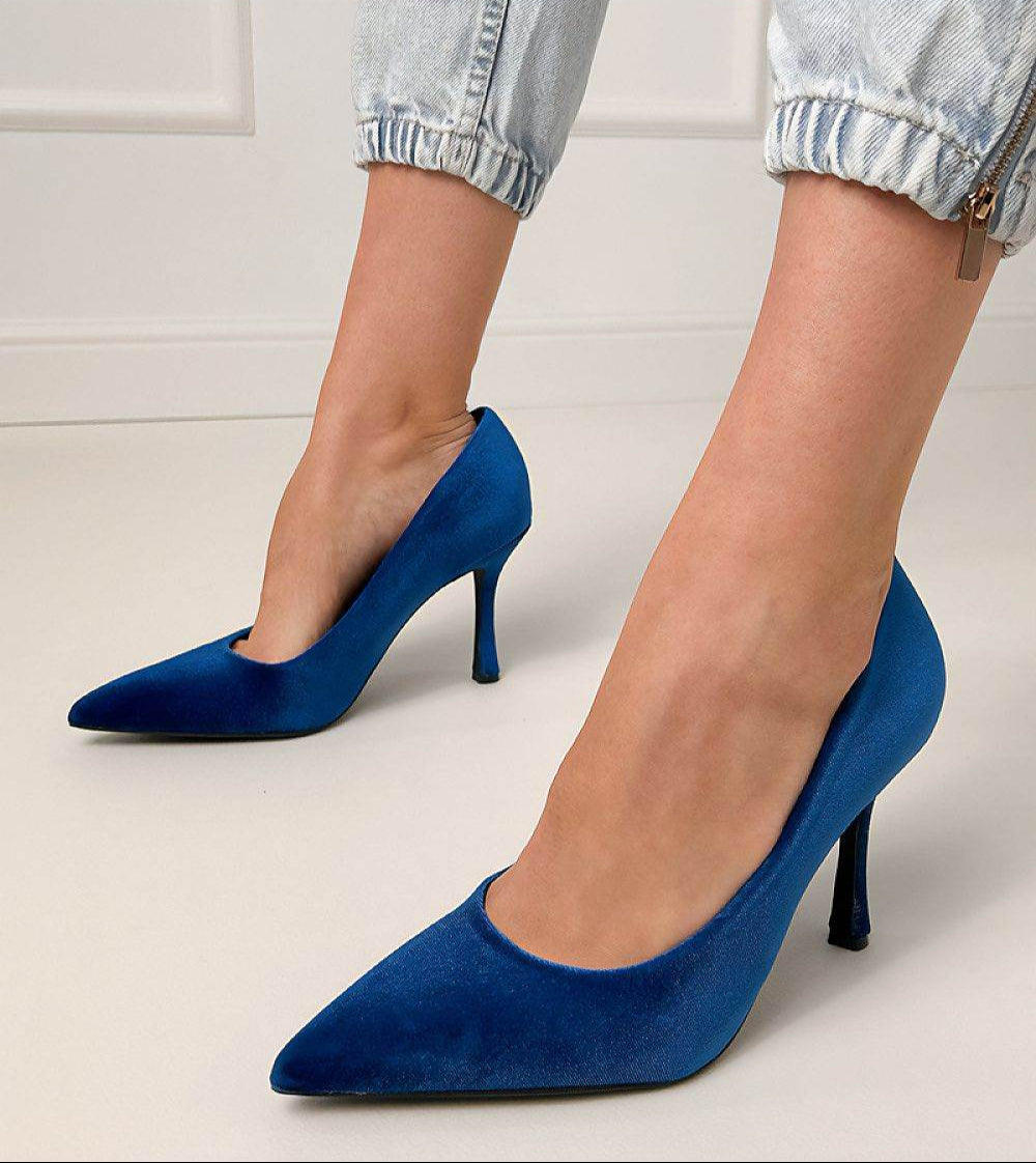 Elegant Velvety High Heels with Pointed Toe - INDIEZ COUTURE