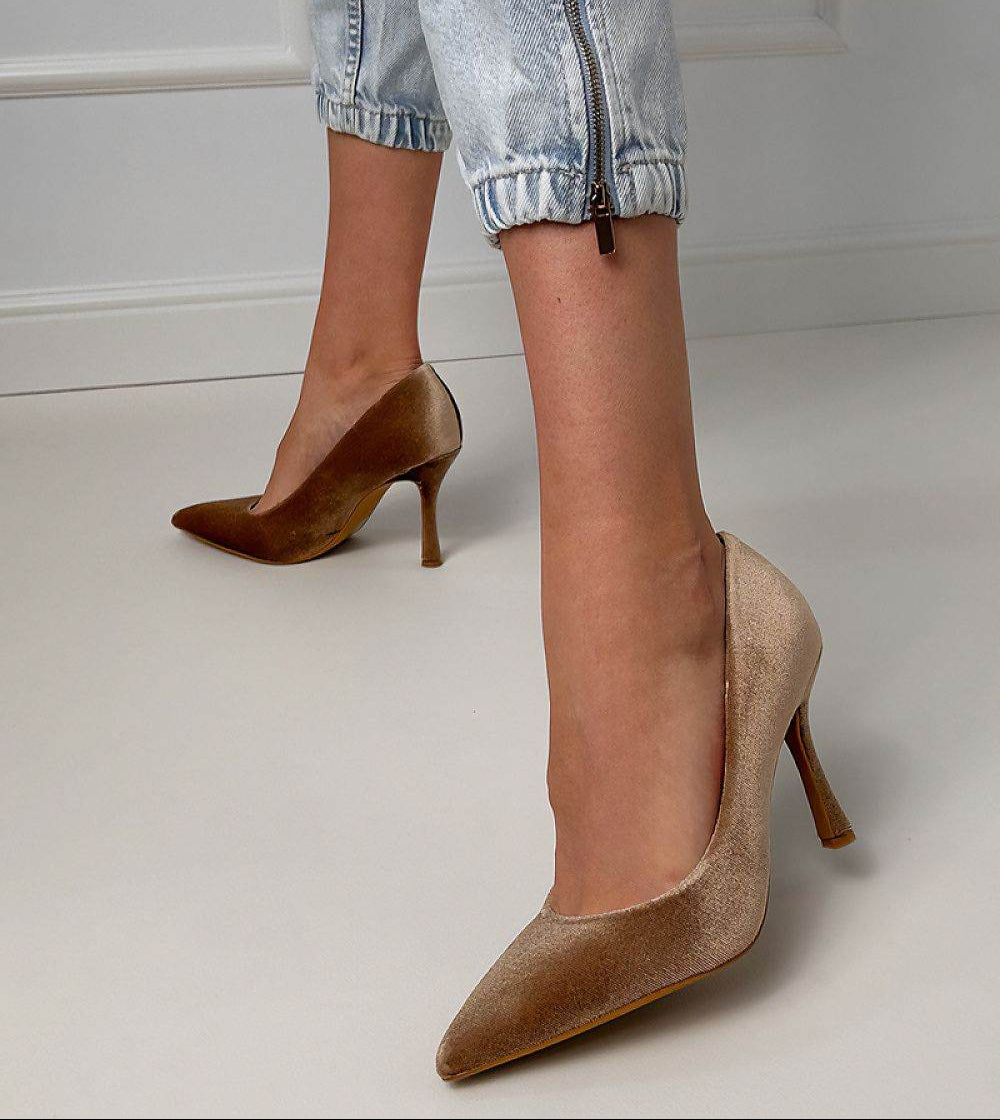 Elegant Velvety High Heels with Pointed Toe - INDIEZ COUTURE