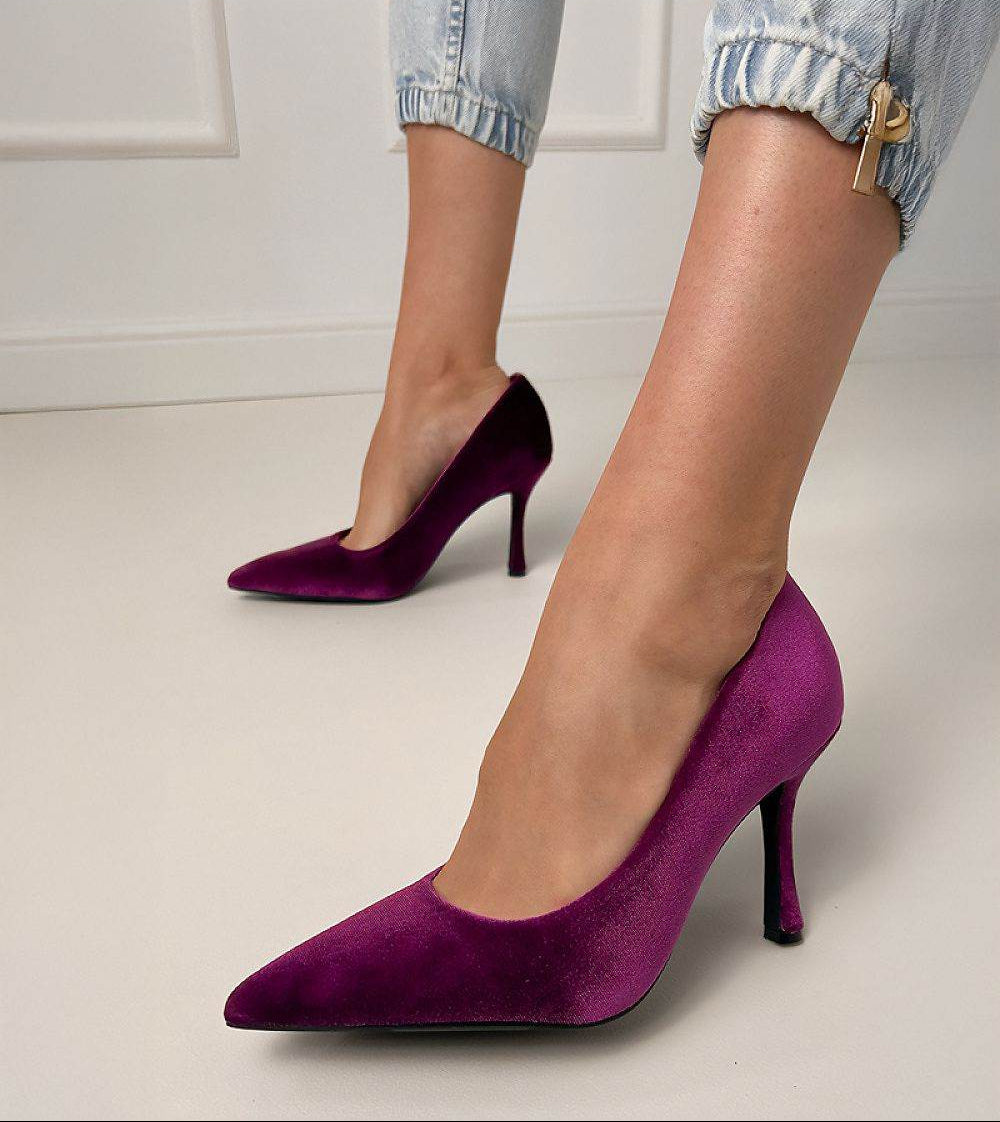 Elegant Velvety High Heels with Pointed Toe - INDIEZ COUTURE