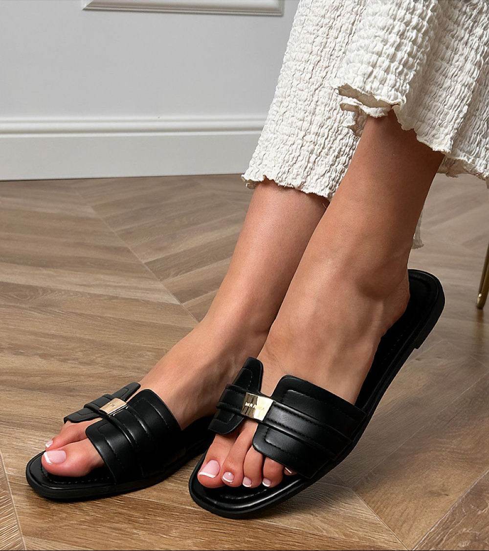 Classic Leather Flip-Flops with Comfortable Insole - INDIEZ COUTURE
