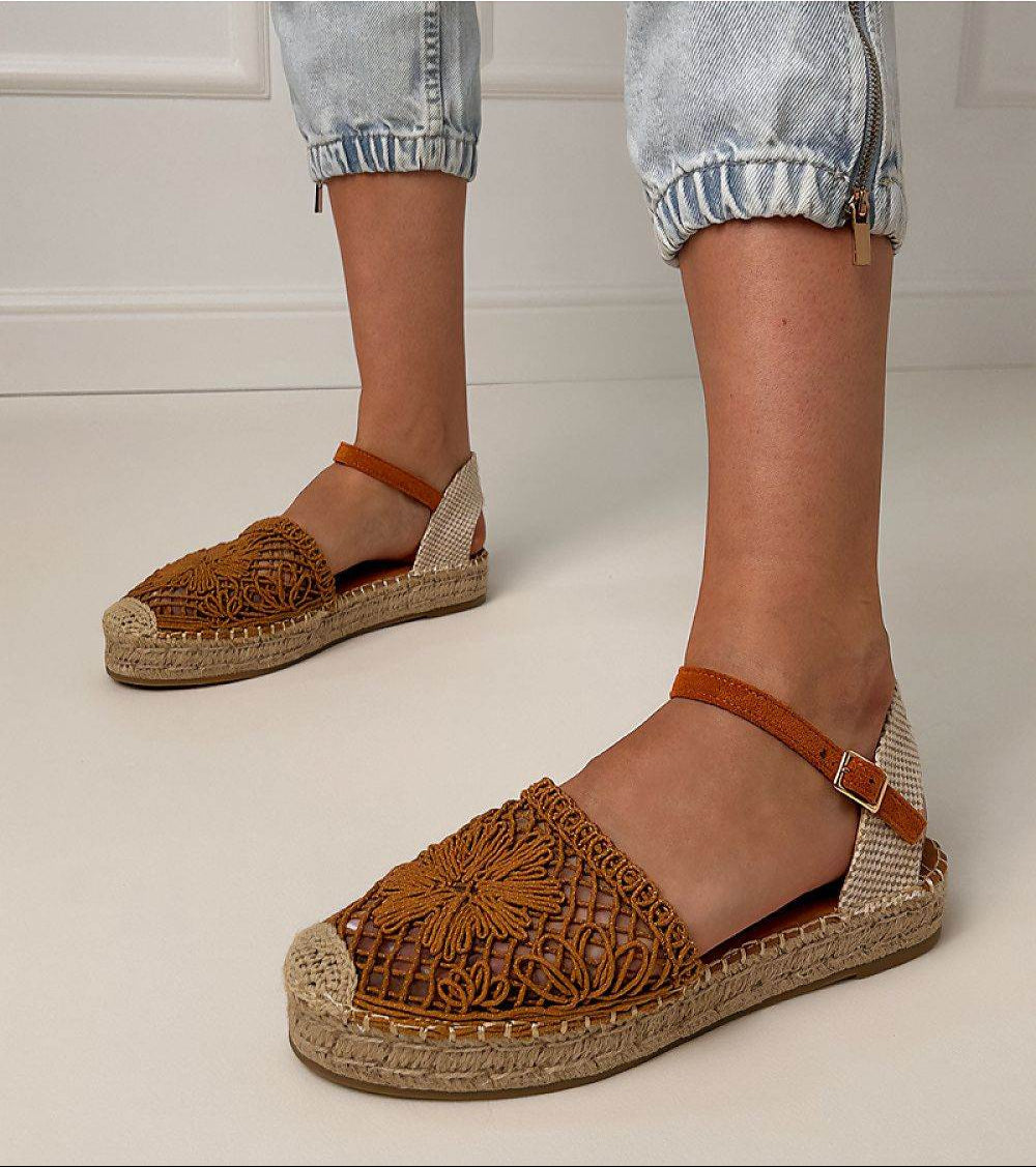 Lace Espadrille Sandals with Breathable Fabric and Eco-Leather Insole - INDIEZ COUTURE