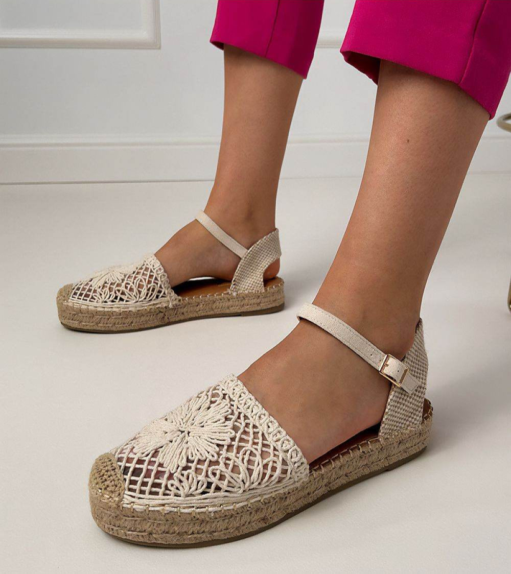 Lace Espadrille Sandals with Breathable Fabric and Eco-Leather Insole - INDIEZ COUTURE