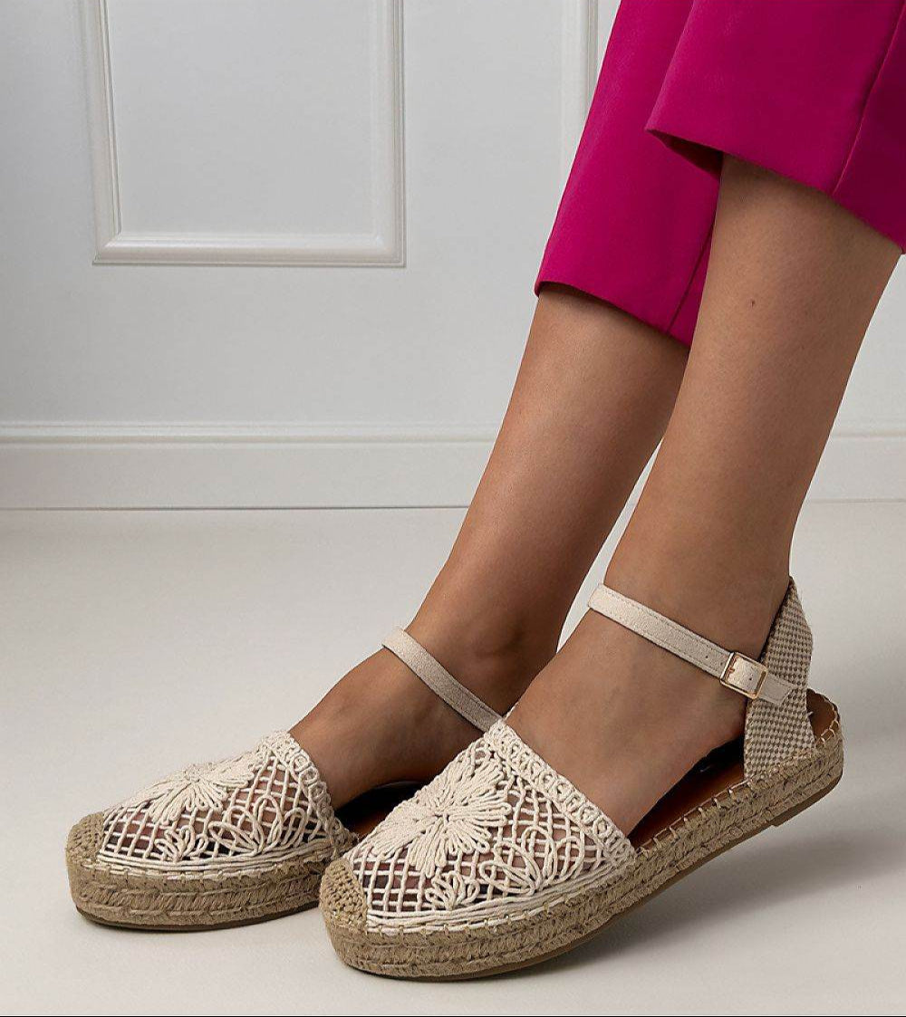 Lace Espadrille Sandals with Breathable Fabric and Eco-Leather Insole - INDIEZ COUTURE