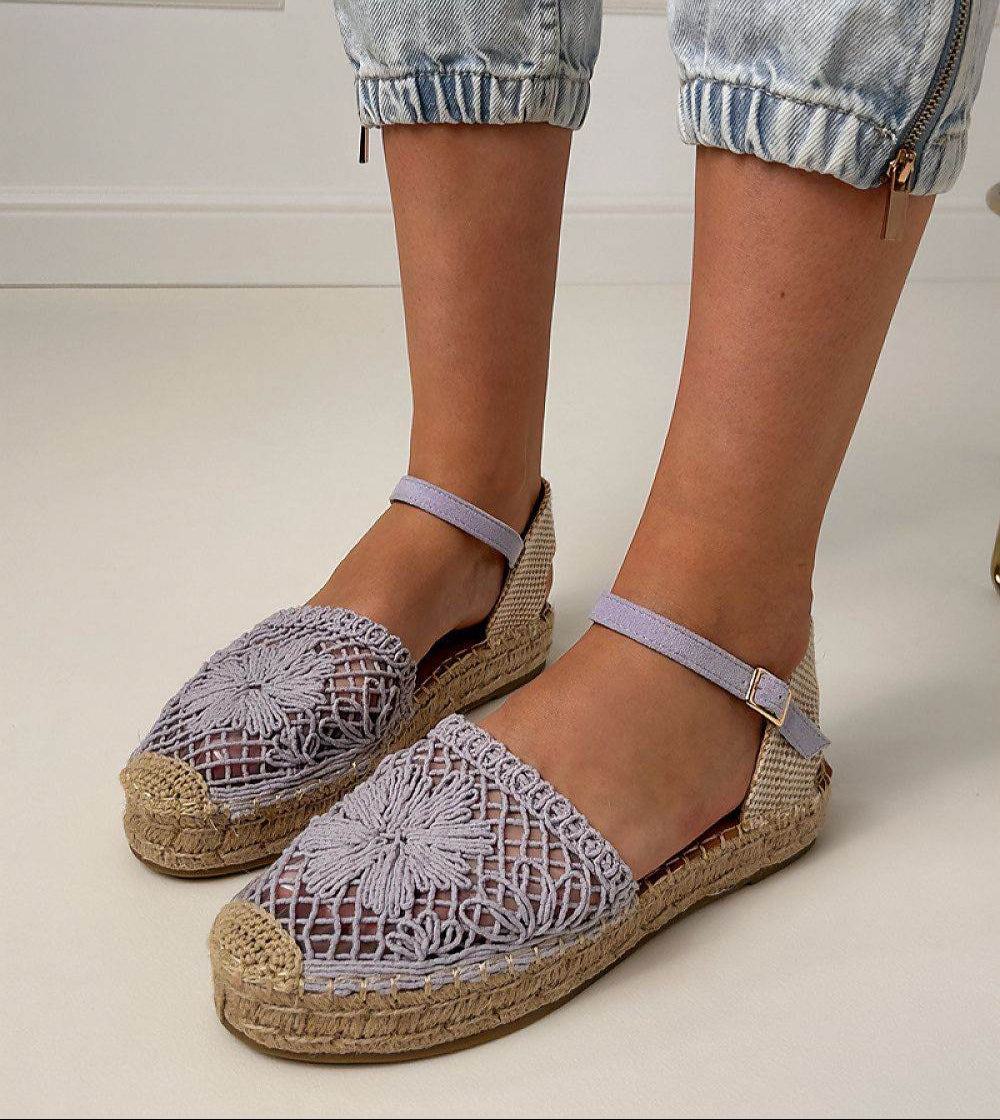 Lace Espadrille Sandals with Breathable Fabric and Eco-Leather Insole - INDIEZ COUTURE
