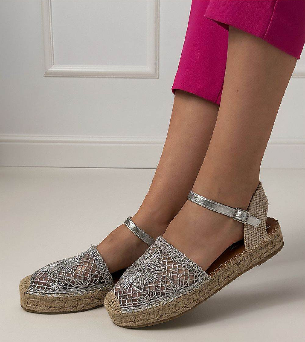 Lace Espadrille Sandals with Breathable Fabric and Eco-Leather Insole - INDIEZ COUTURE