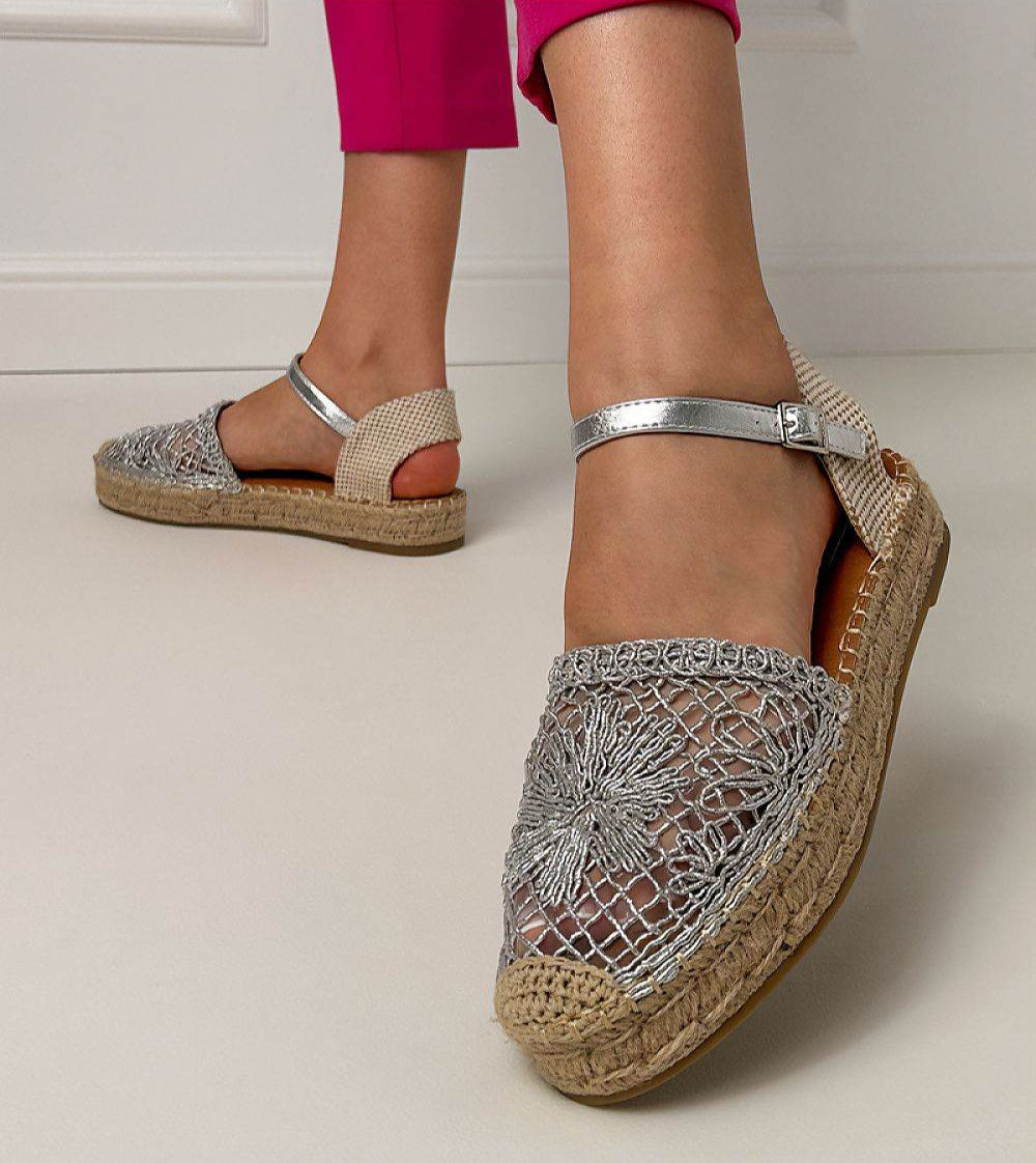Lace Espadrille Sandals with Breathable Fabric and Eco-Leather Insole - INDIEZ COUTURE