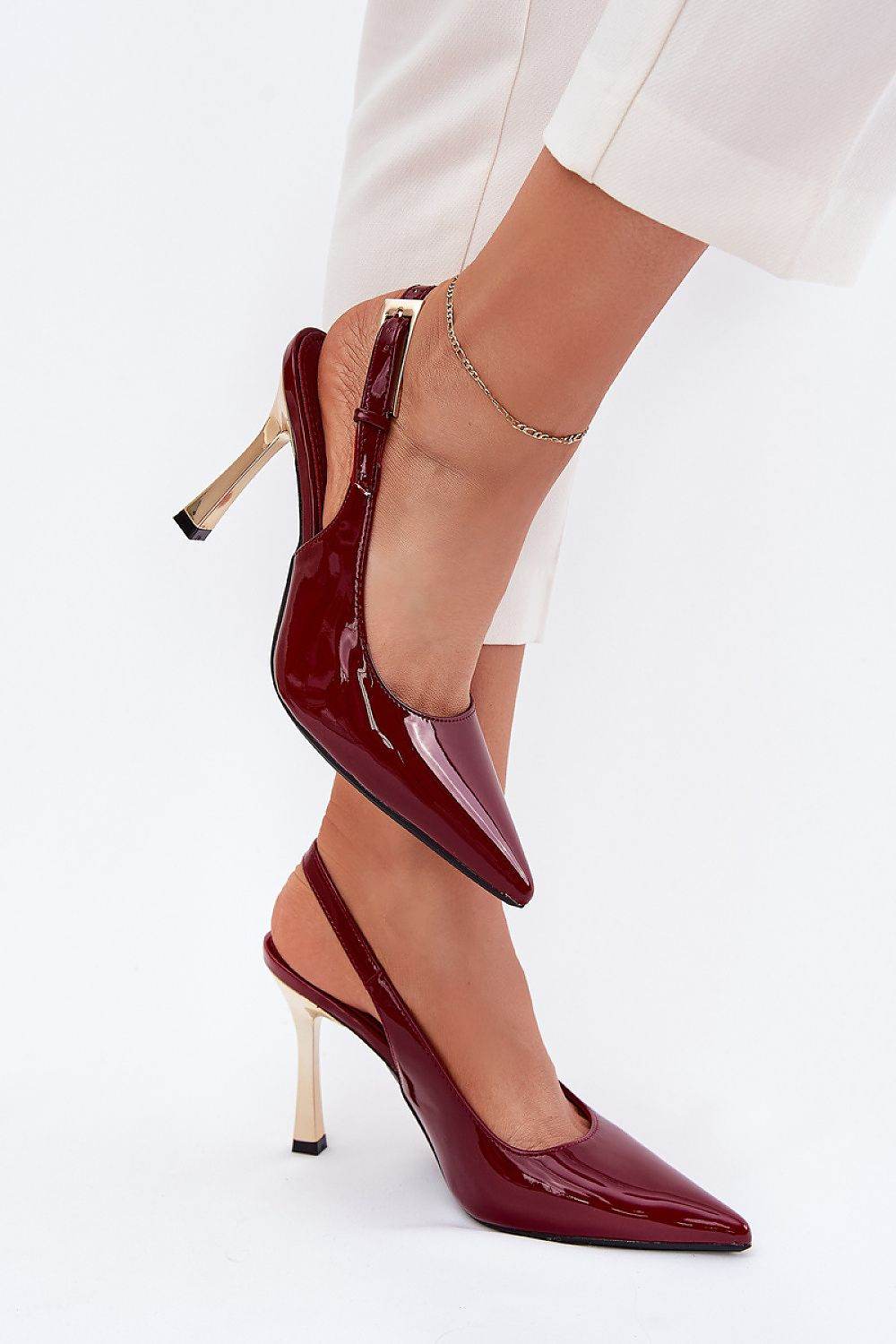 Elegant Open Heel Pumps with Adjustable Strap - INDIEZ COUTURE