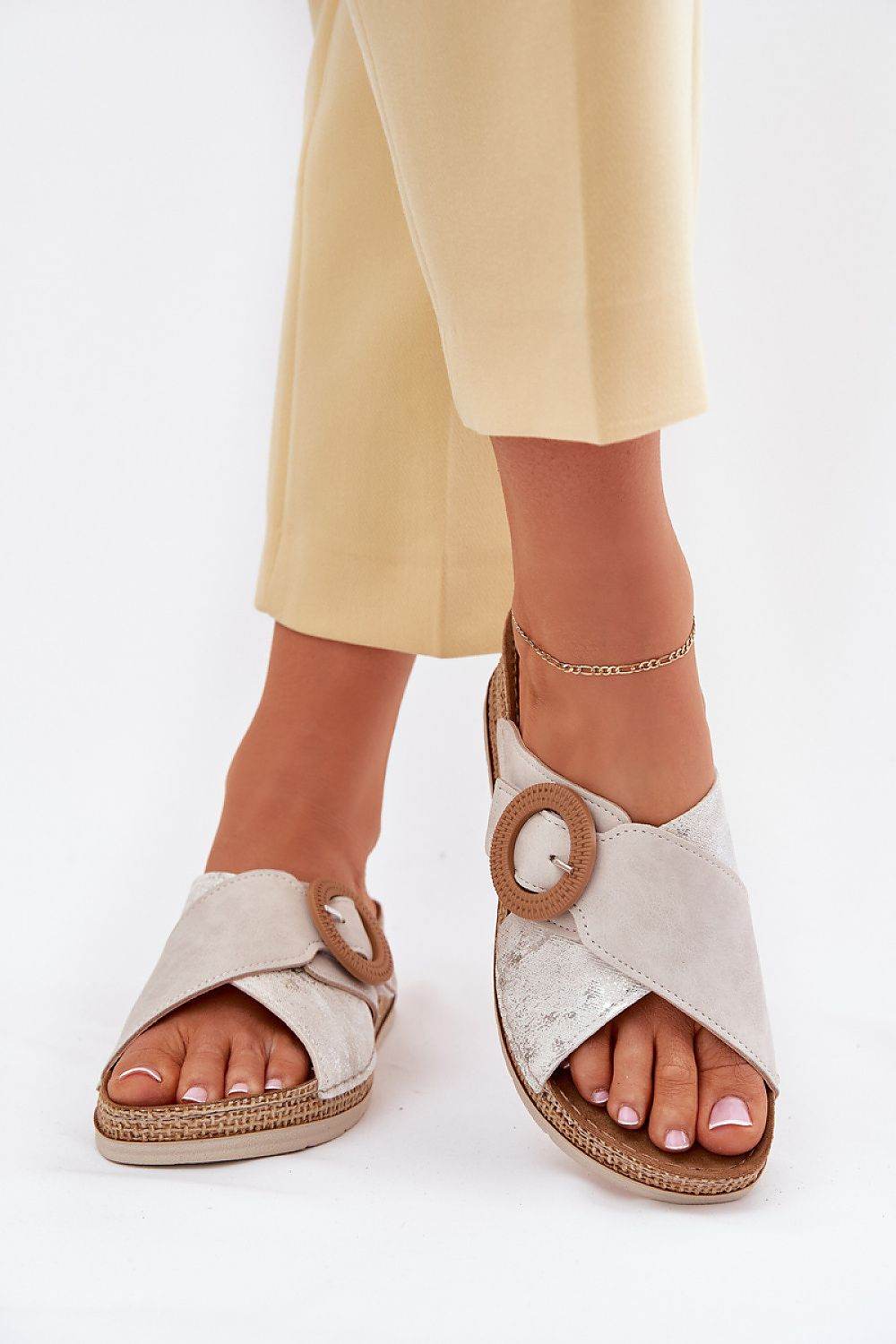 Lightweight Women's Wedge Sandals with Decorative Buckle - INDIEZ COUTURE