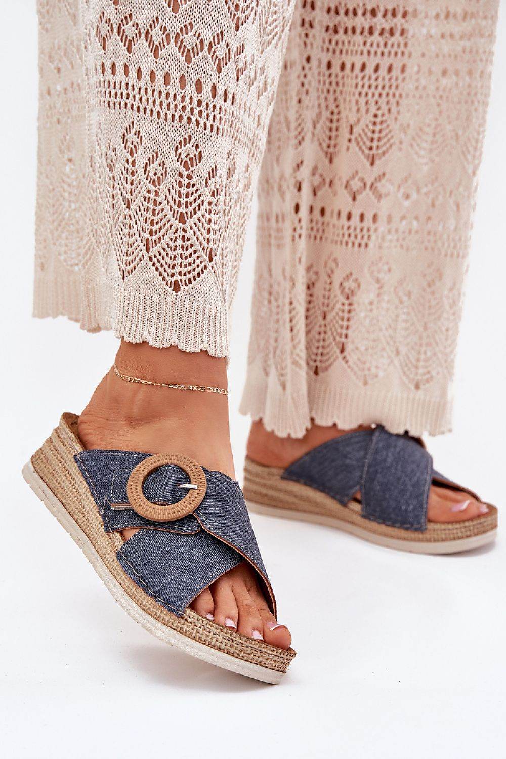 Lightweight Women's Wedge Sandals with Decorative Buckle - INDIEZ COUTURE