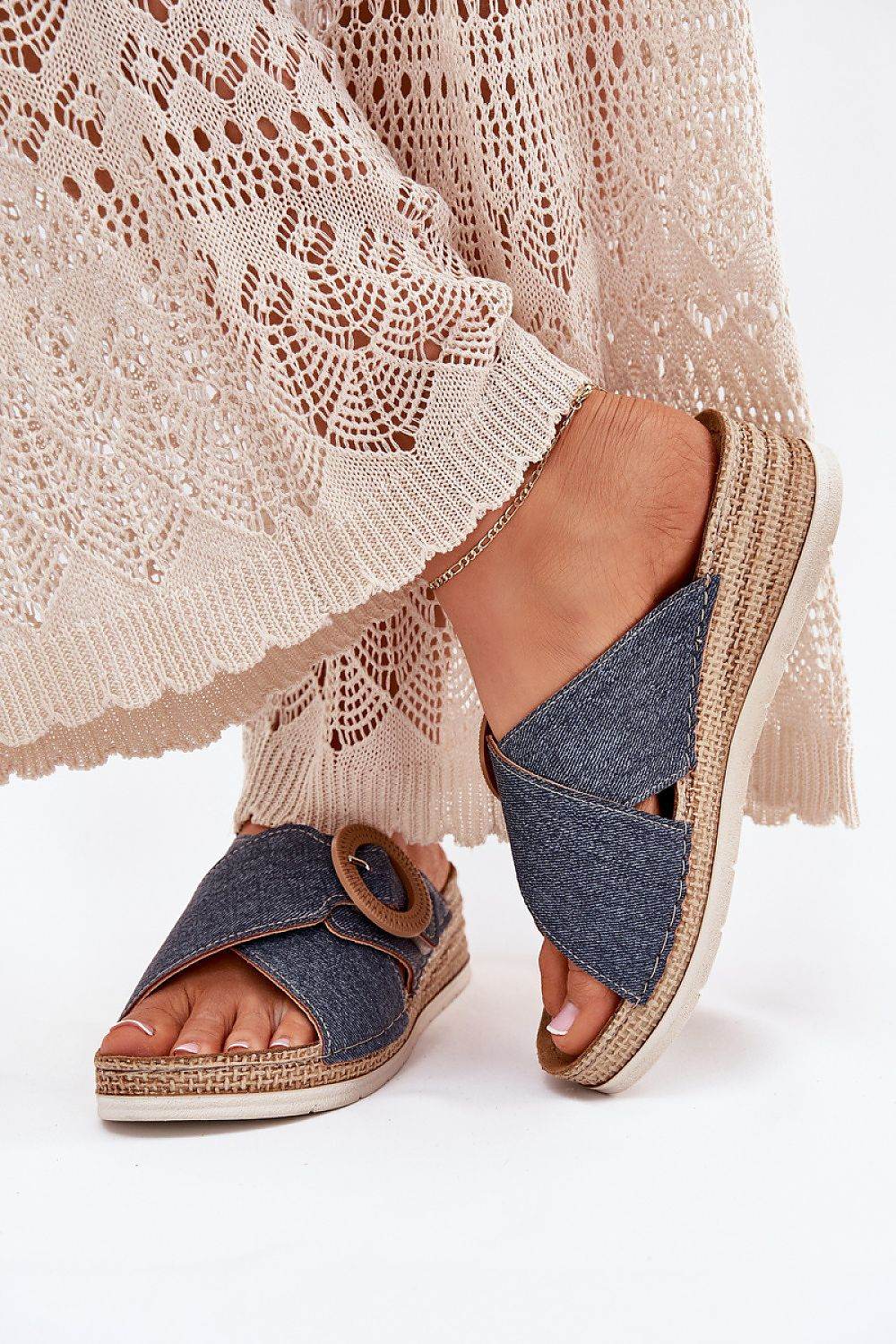 Lightweight Women's Wedge Sandals with Decorative Buckle - INDIEZ COUTURE