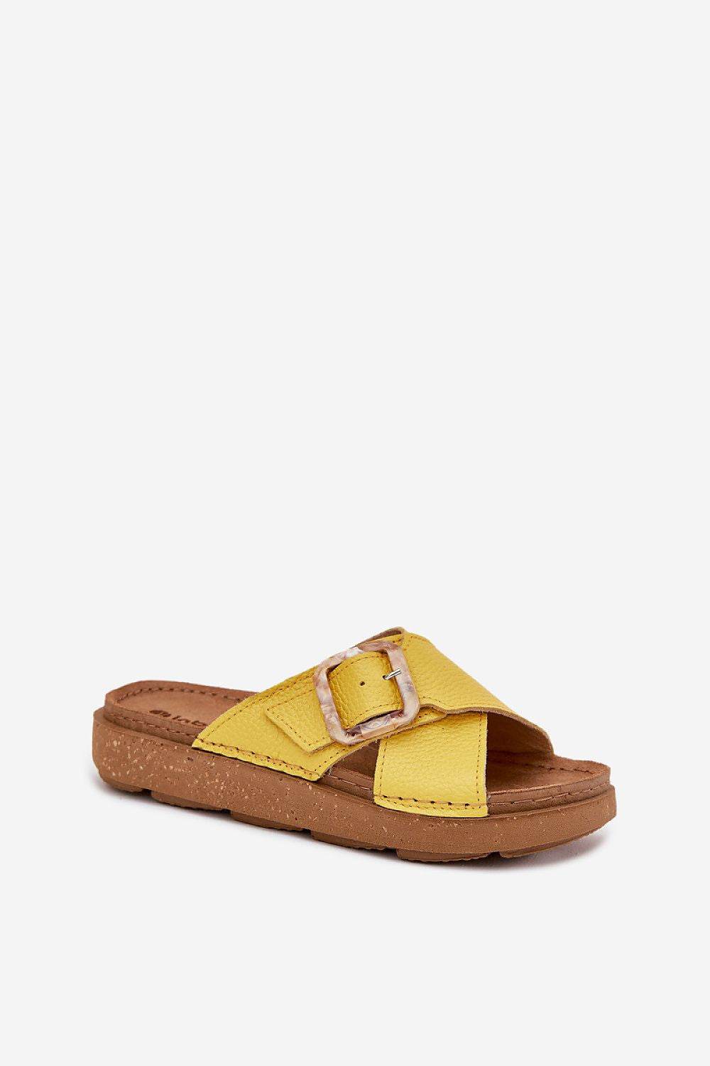Women's Natural Leather Platform Flip-Flops with Adjustable Strap - INDIEZ COUTURE