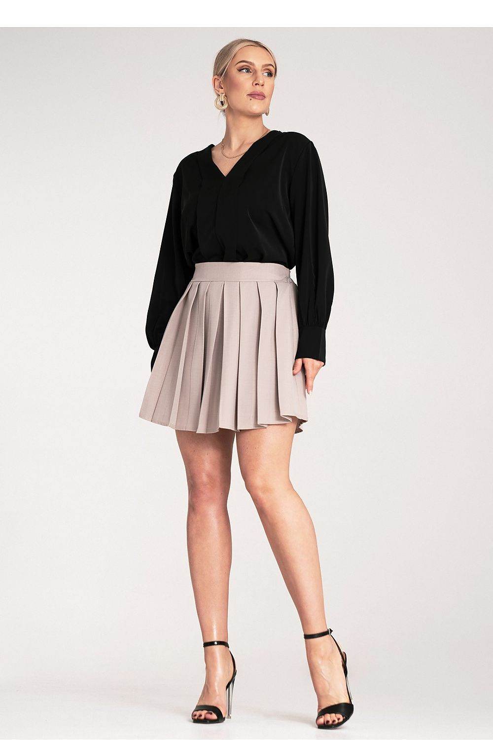 Pleated Mini Skirt with Elastic Waistband - INDIEZ COUTURE