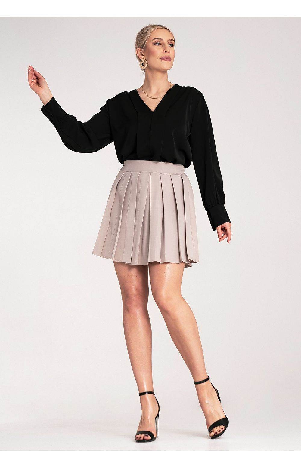 Pleated Mini Skirt with Elastic Waistband - INDIEZ COUTURE