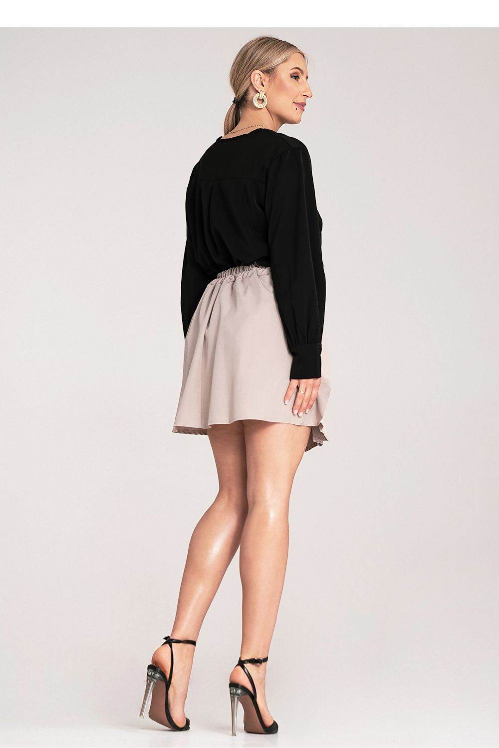 Pleated Mini Skirt with Elastic Waistband - INDIEZ COUTURE