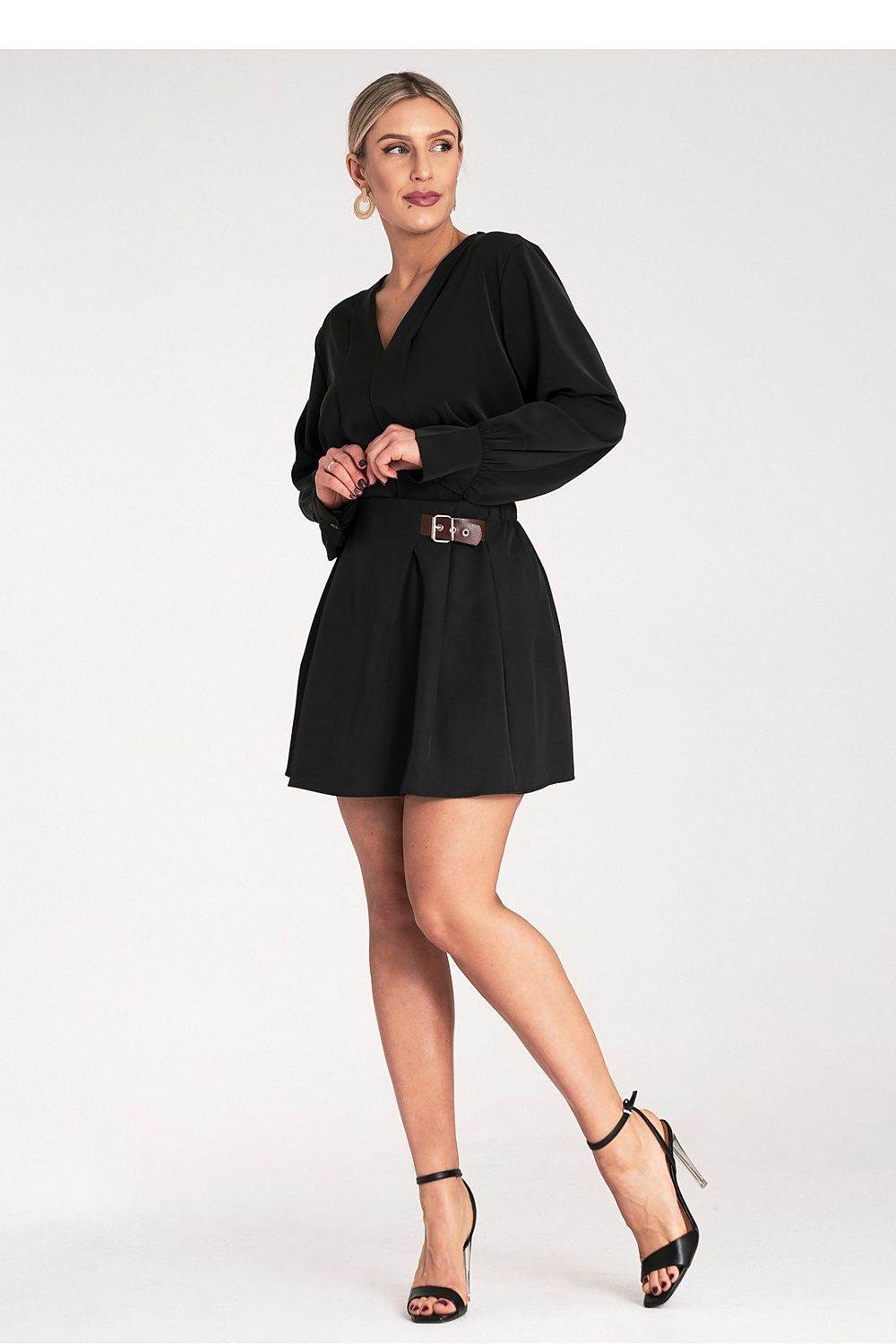 Stylish Mini Skirt with Flared Cut and Buckle - INDIEZ COUTURE