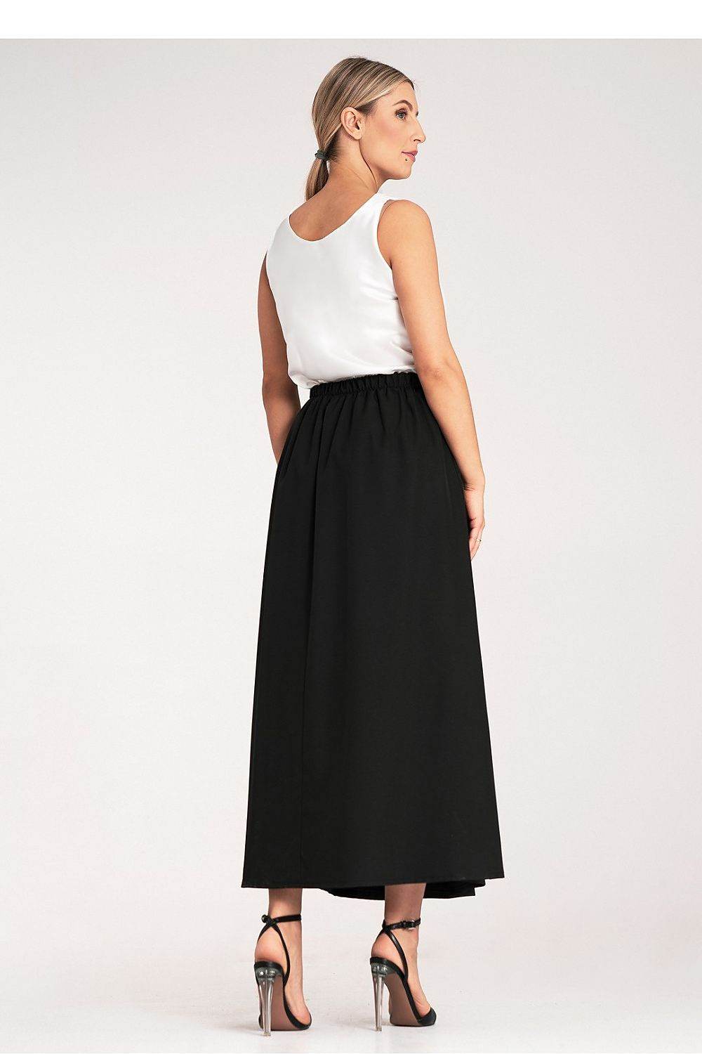 Elegant Midi Skirt with Side Straps and Pleats - INDIEZ COUTURE