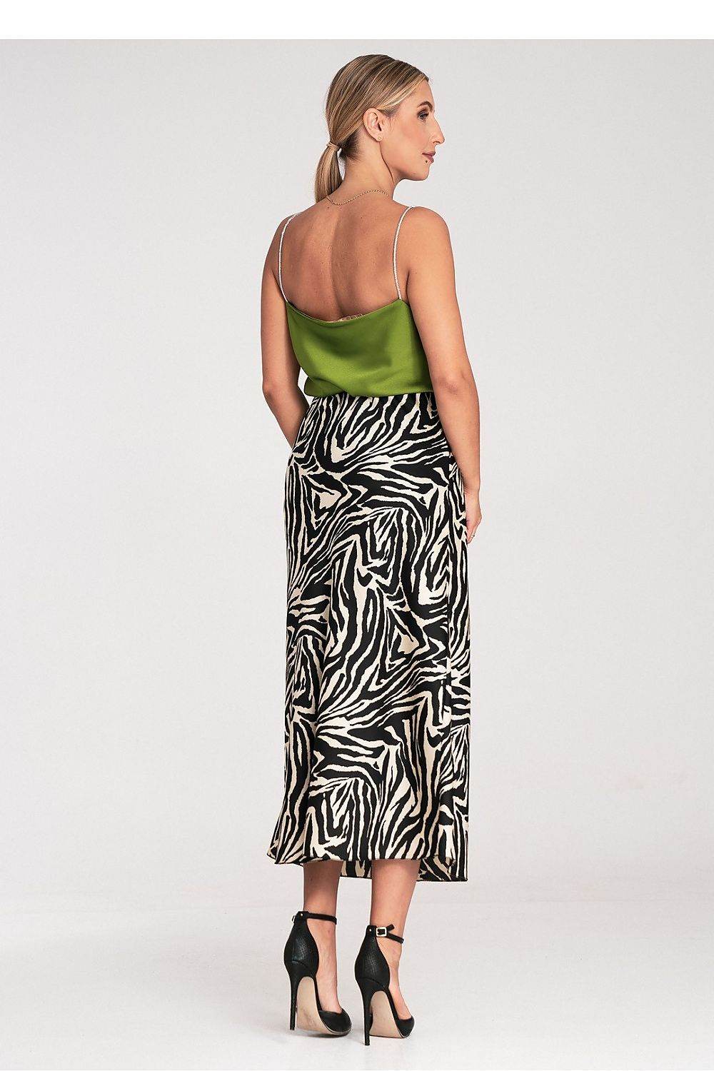 Satin Midi Skirt with Elastic Waistband - INDIEZ COUTURE