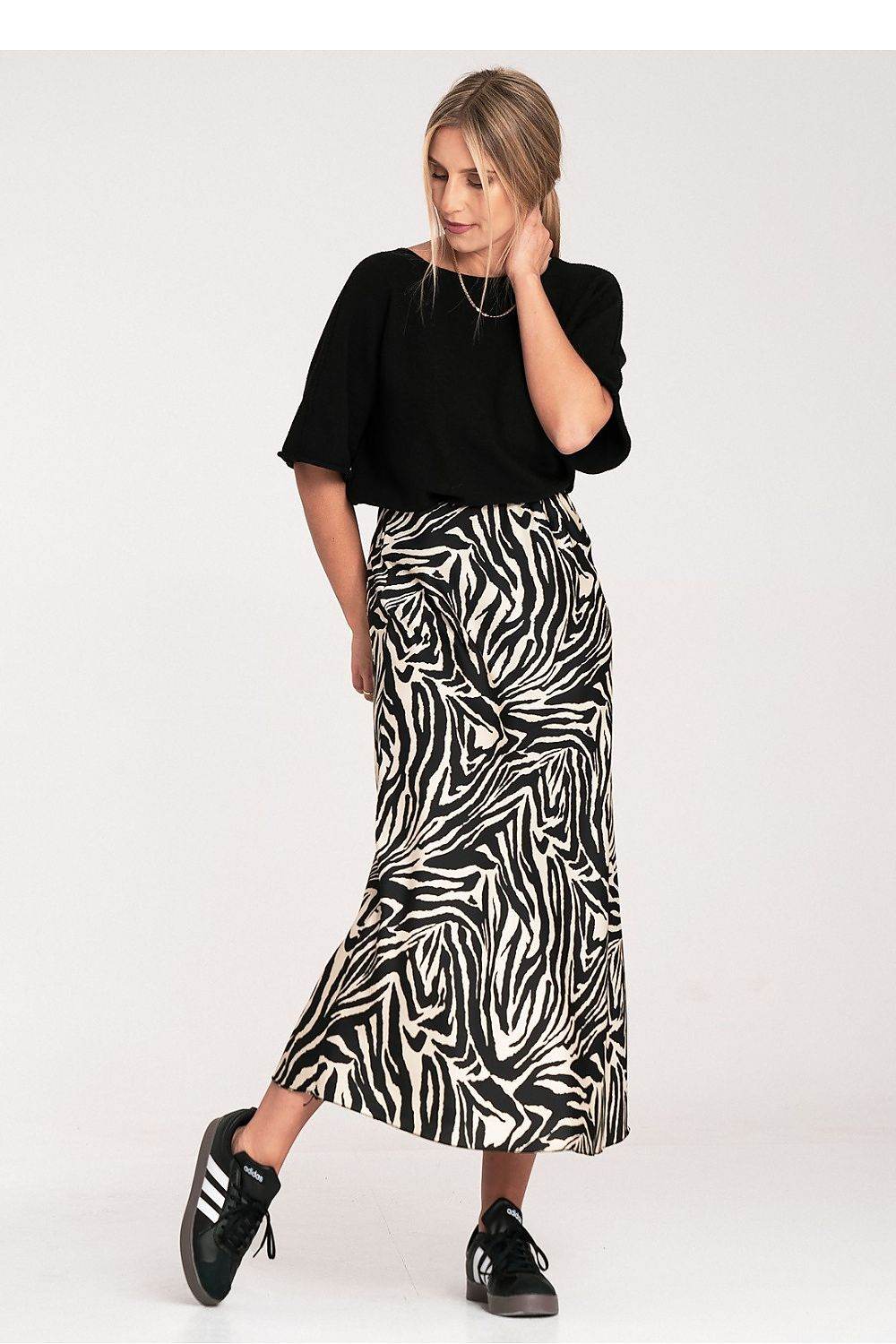 Satin Midi Skirt with Elastic Waistband - INDIEZ COUTURE