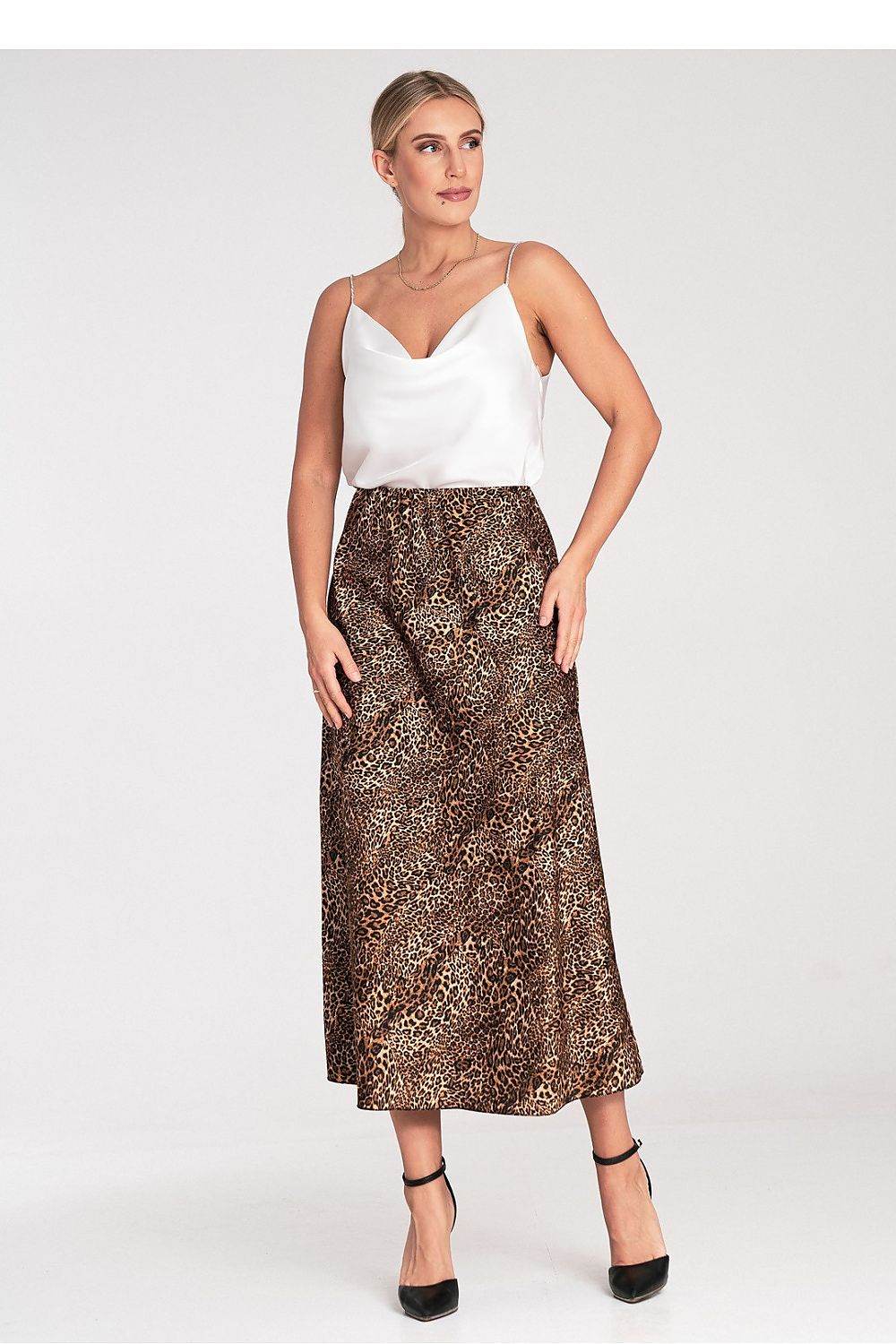 Satin Midi Skirt with Elastic Waistband - INDIEZ COUTURE