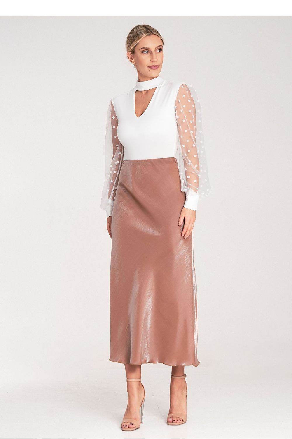 Satin Midi Skirt with Elastic Waistband - INDIEZ COUTURE