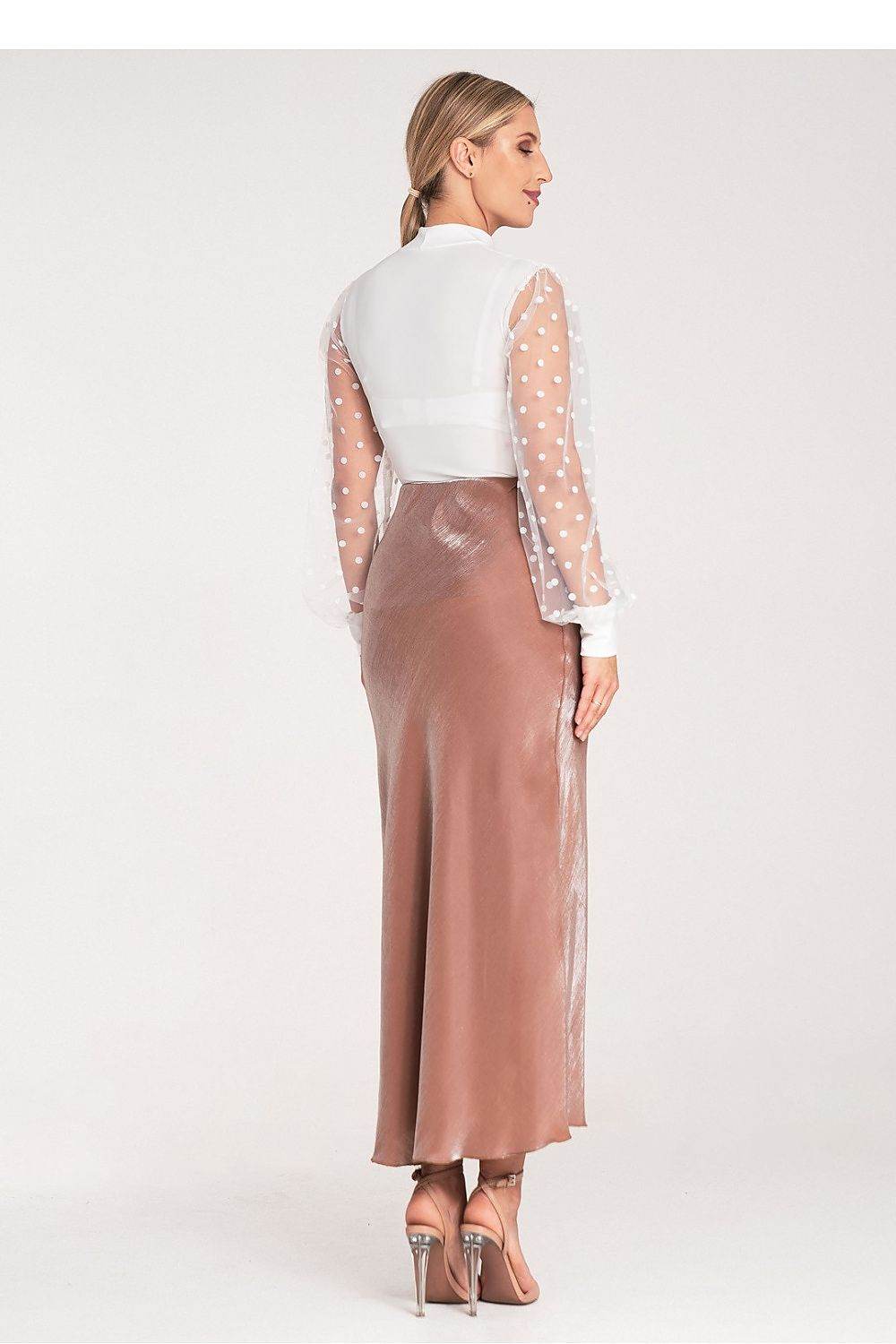 Satin Midi Skirt with Elastic Waistband - INDIEZ COUTURE