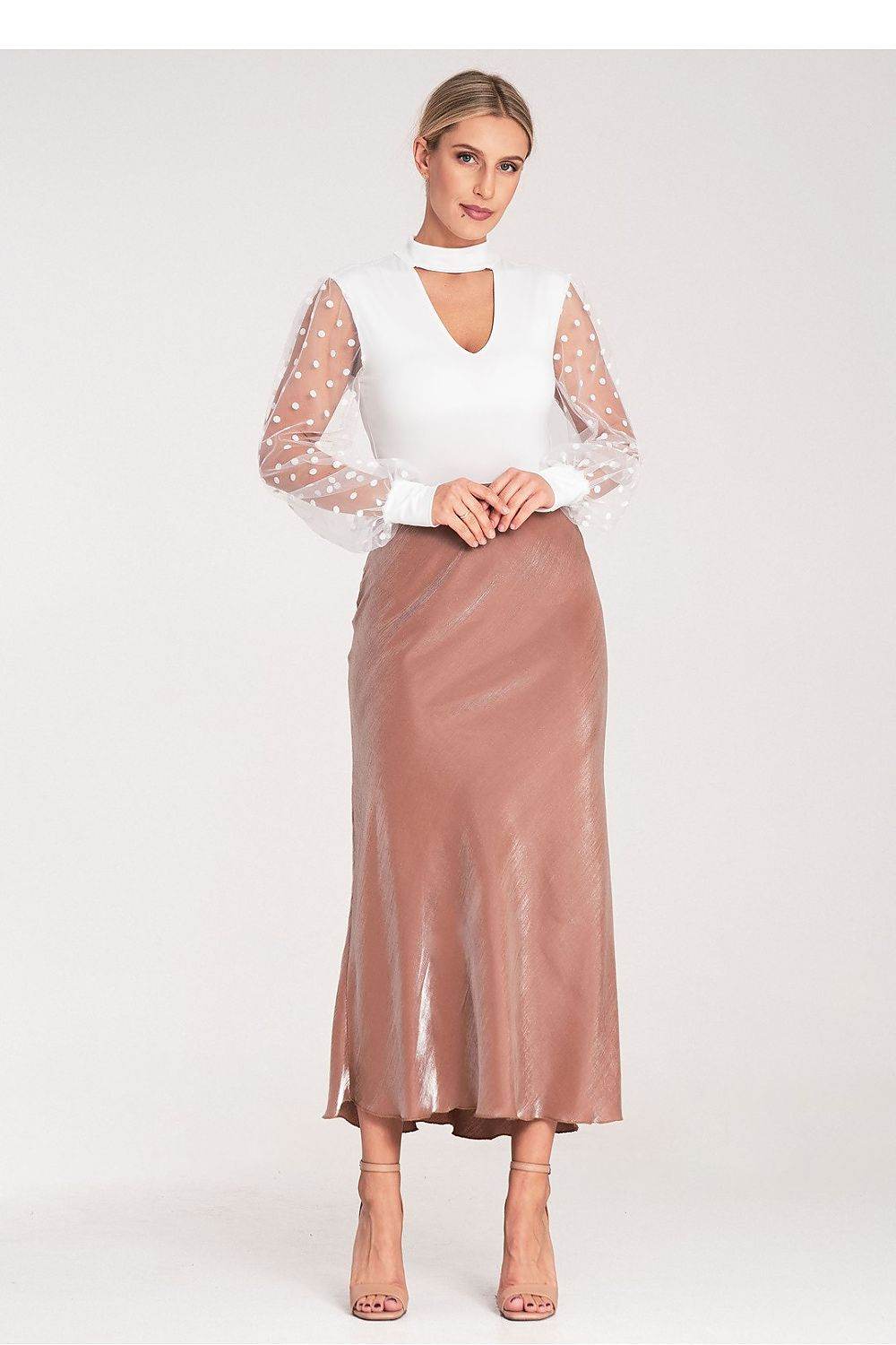 Satin Midi Skirt with Elastic Waistband - INDIEZ COUTURE