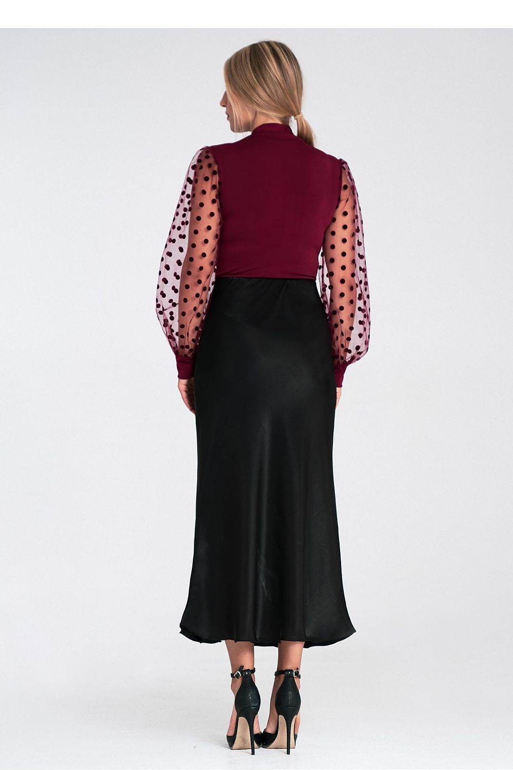 Satin Midi Skirt with Elastic Waistband - INDIEZ COUTURE