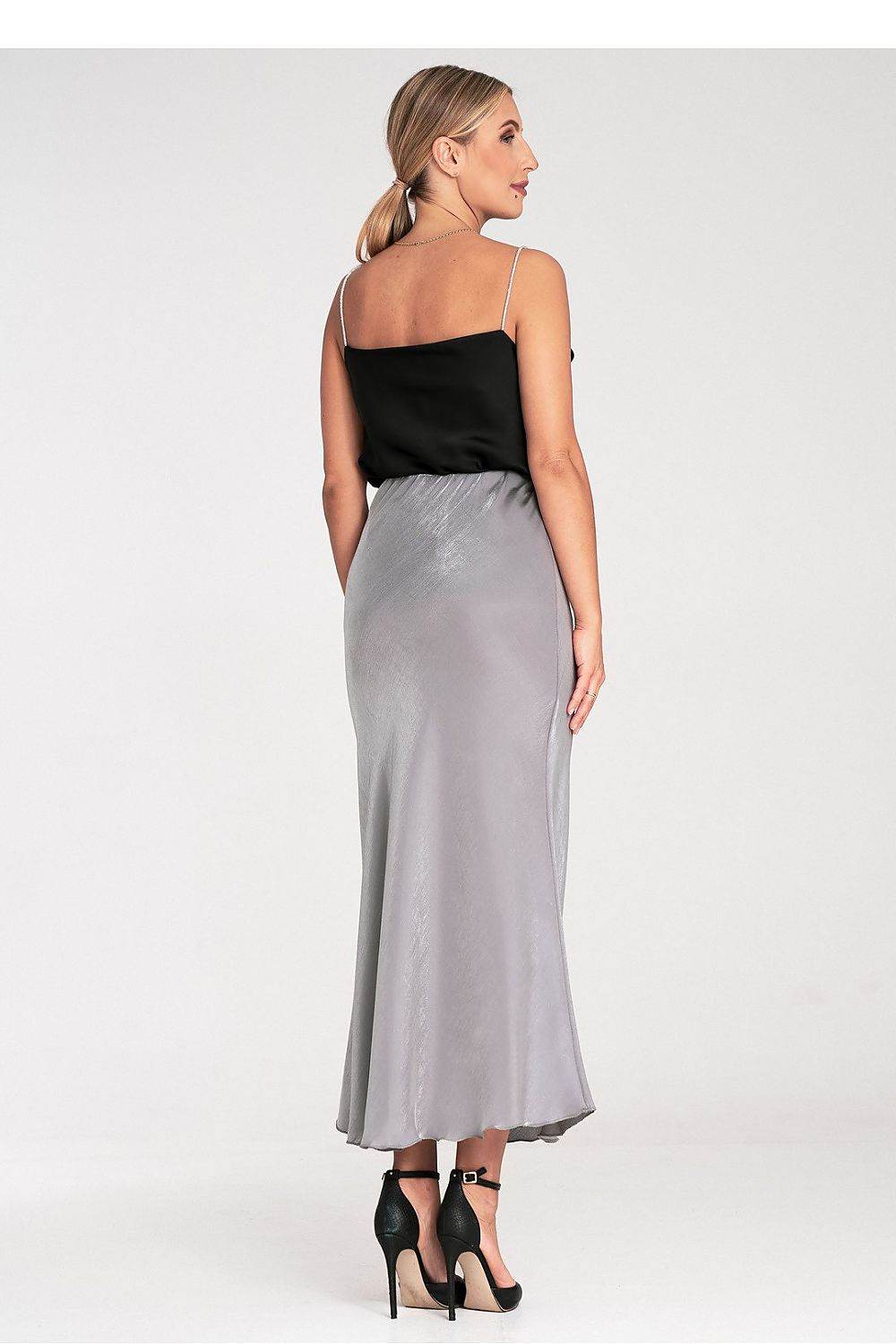 Satin Midi Skirt with Elastic Waistband - INDIEZ COUTURE