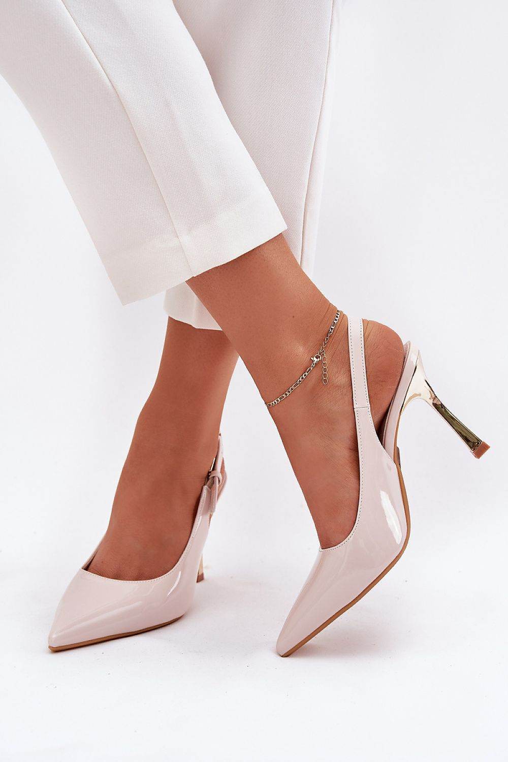 Elegant Patent Leather Stilettos with Adjustable Strap - INDIEZ COUTURE