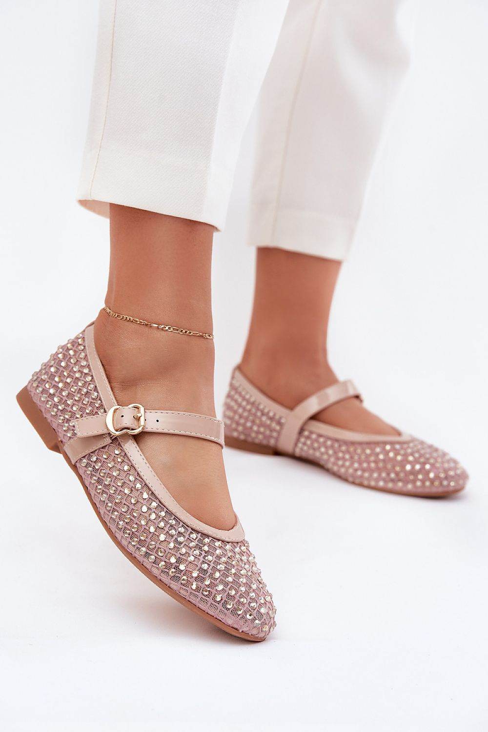 Elegant Ballerina Flats with Buckle Strap - INDIEZ COUTURE
