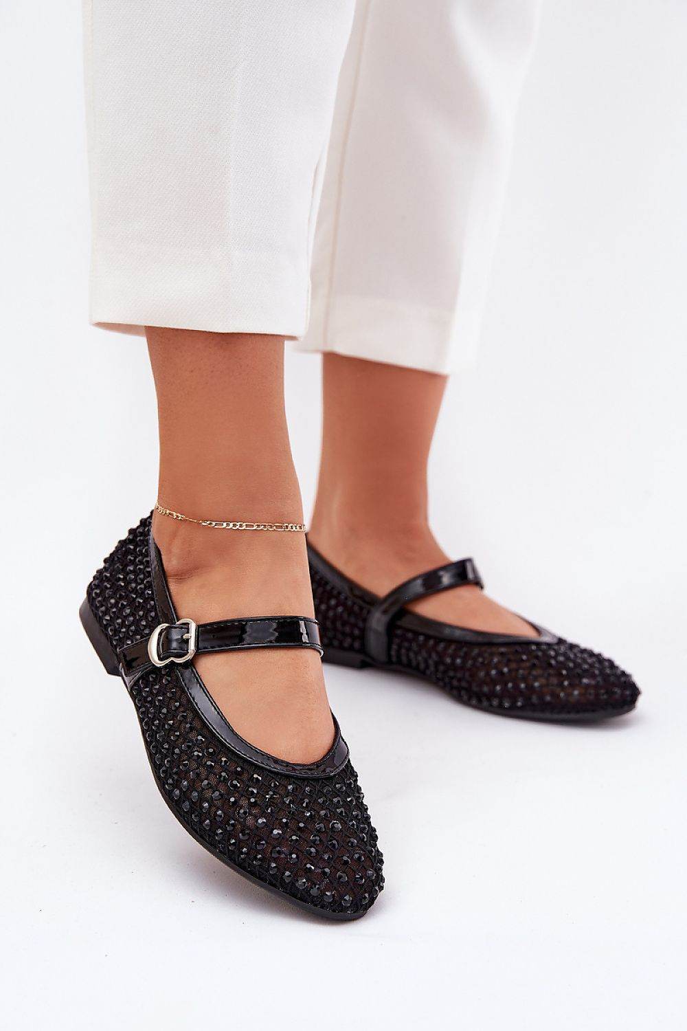 Elegant Ballerina Flats with Buckle Strap - INDIEZ COUTURE