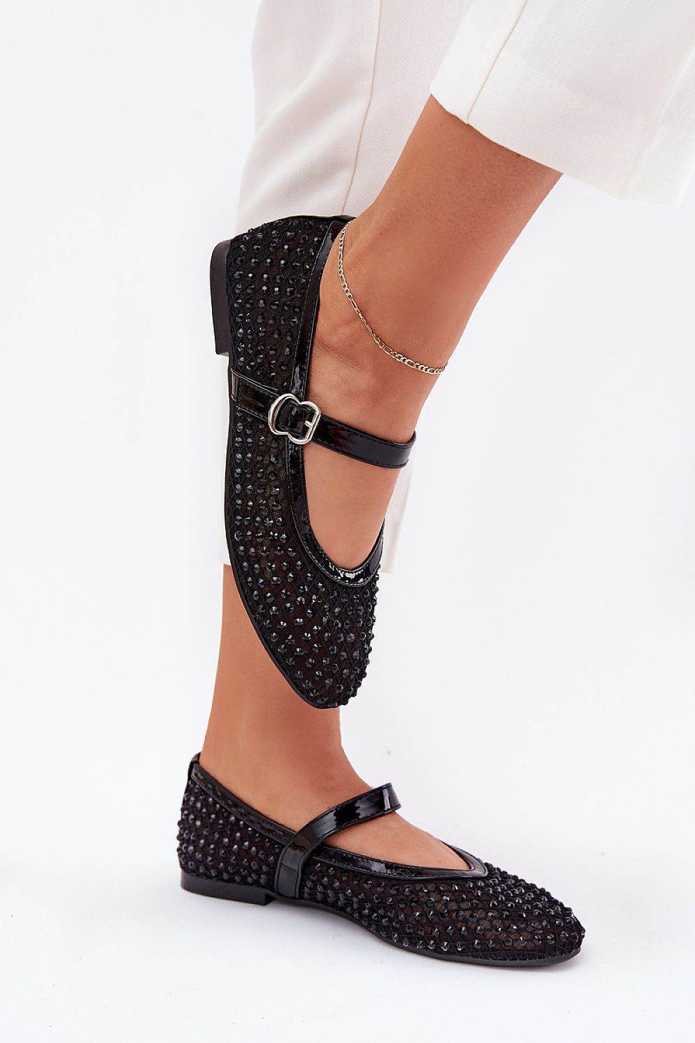 Elegant Ballerina Flats with Buckle Strap - INDIEZ COUTURE