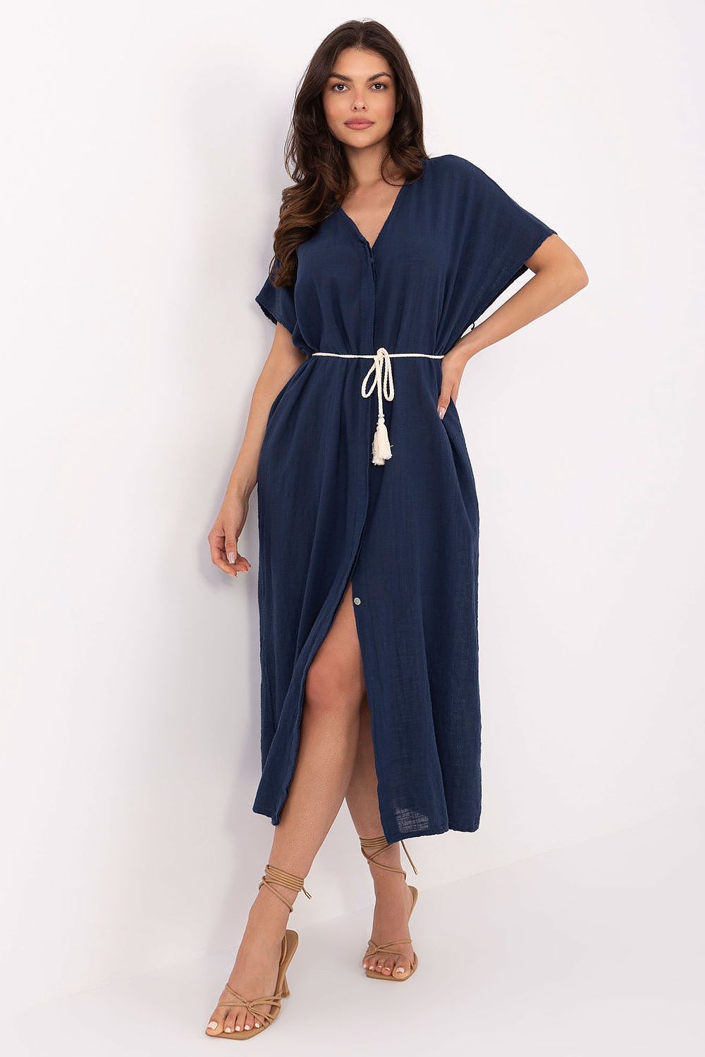 Cotton Midi Dress Breathable Summer Shirt Dress